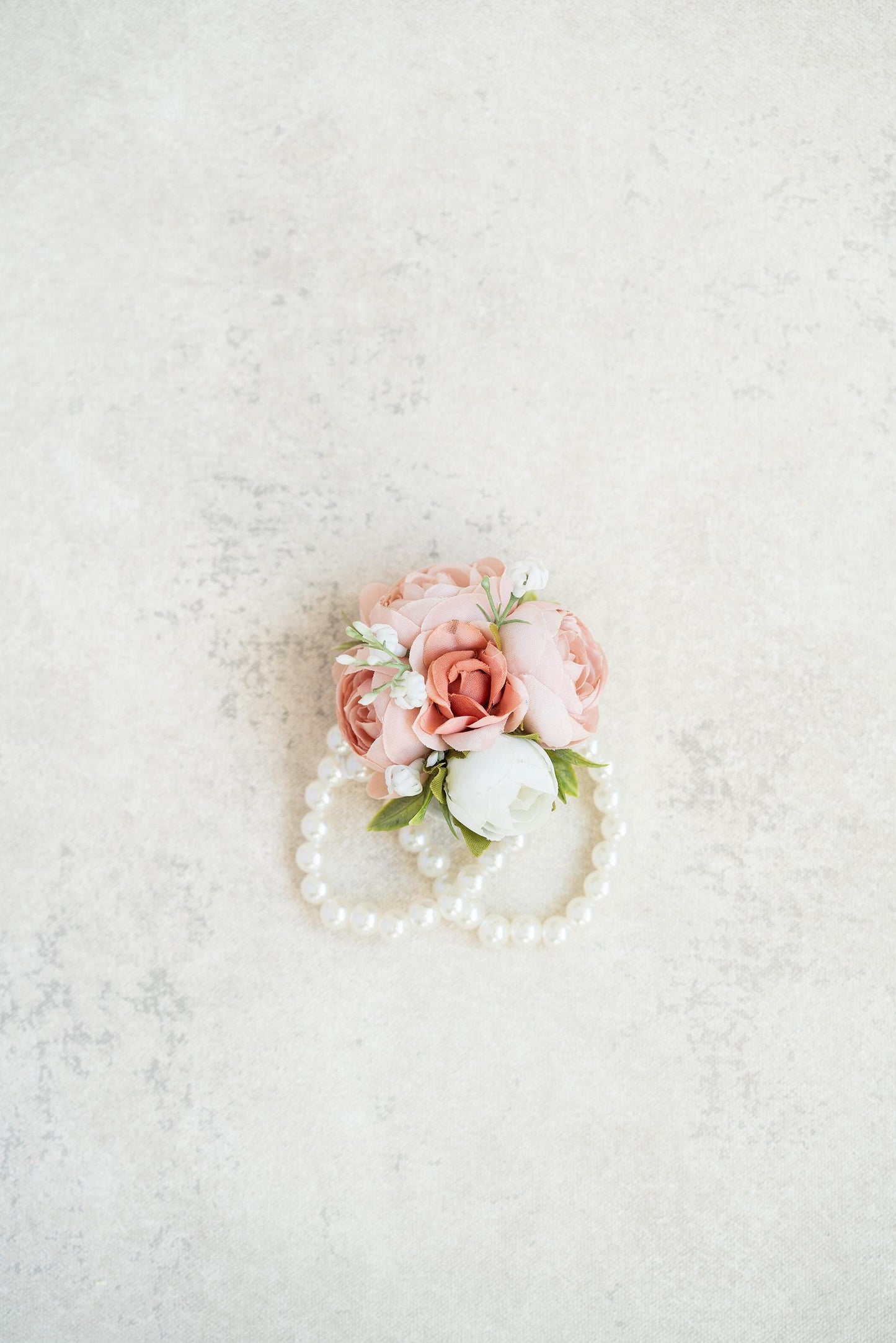 Dusty Rose Corsage For Romantic Wedding, Silk Ranunculus Pearl Bracelet, Flower Girl Cute Corsage, Prom Corsage, Boutonniere, Gift For Her