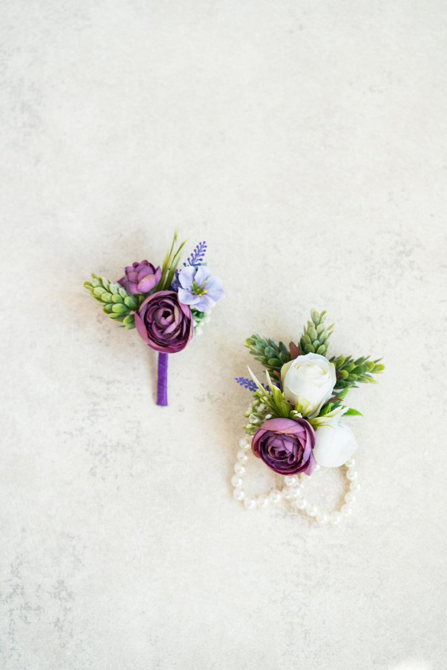 Rustic Purple Rose Pearl Bracelet Wrist Corsage For Mom, Bridesmaid Gift, Prom, Wedding Bridal Accessories, Best Man Groom Boutonniere Gift