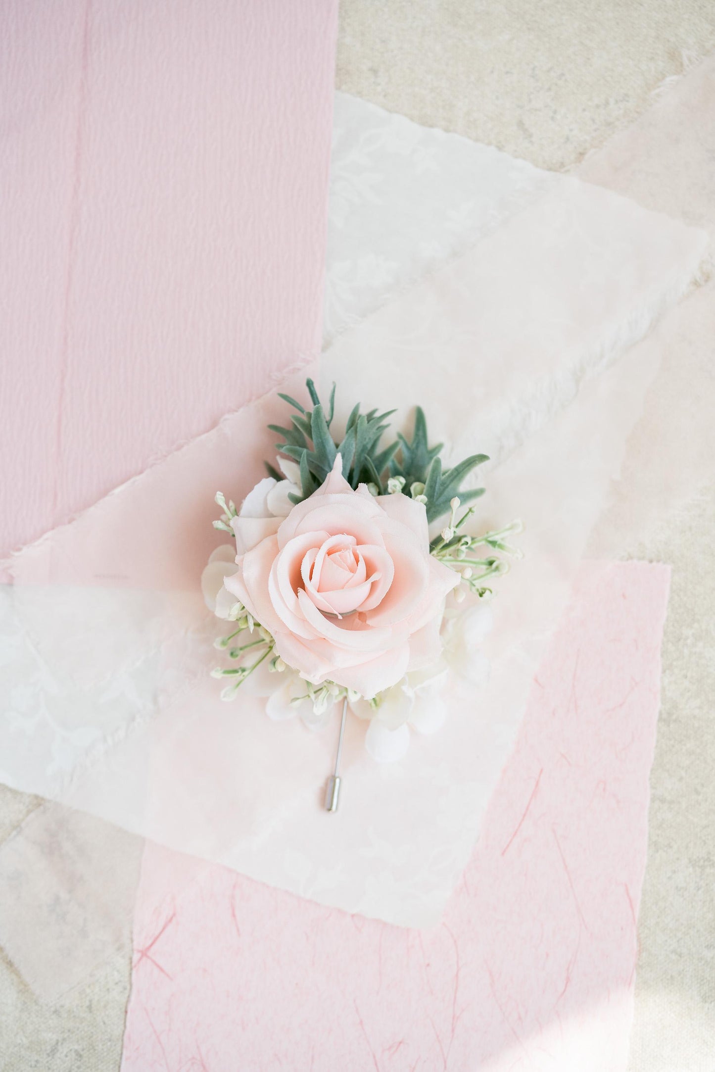 Light Pink Rose Ribbon Corsage For Rustic Wedding, Ribbon Bracelet, Flower Girl Corsage, Prom Pin, Boutonniere, Gift For Her, Event Corsage