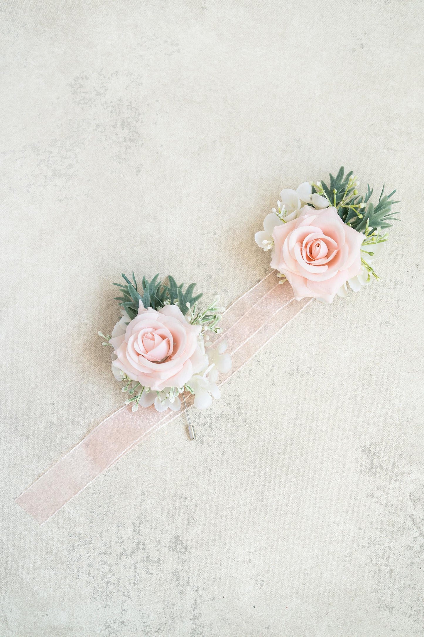 Light Pink Rose Ribbon Corsage For Rustic Wedding, Ribbon Bracelet, Flower Girl Corsage, Prom Pin, Boutonniere, Gift For Her, Event Corsage