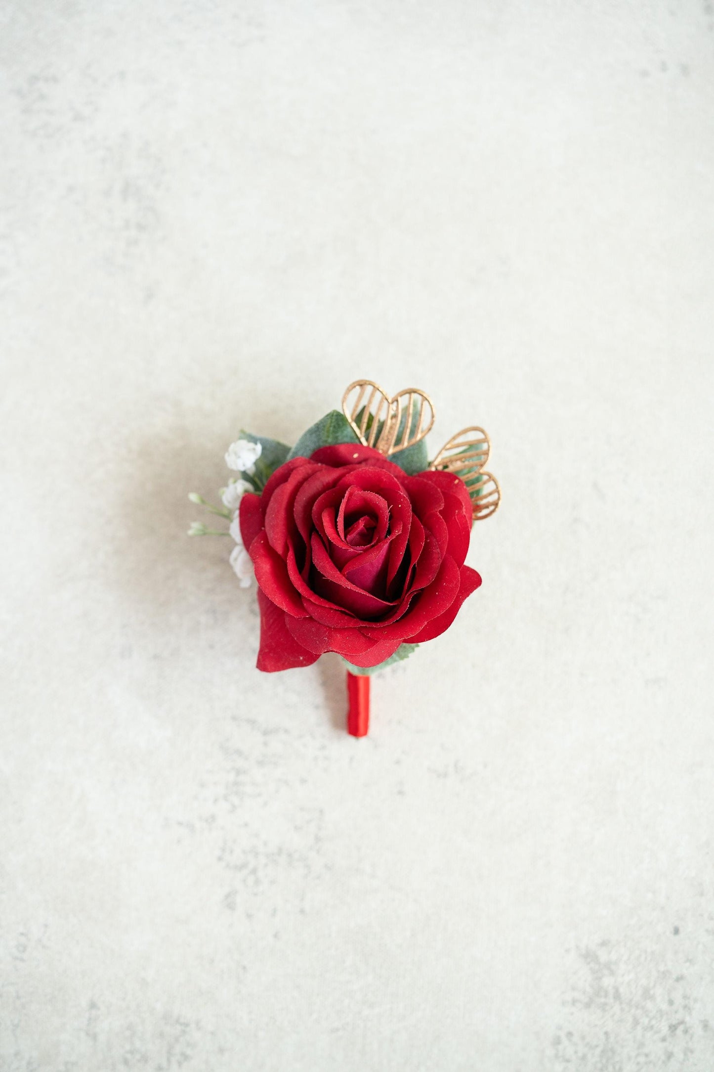 Red Silk Rose Prom Corsage with Gold Heart for Wedding, Flower Girl Wrist Pearl Bracelet, Bridesmaid Corsage Gift for Mom, Groom Boutonniere