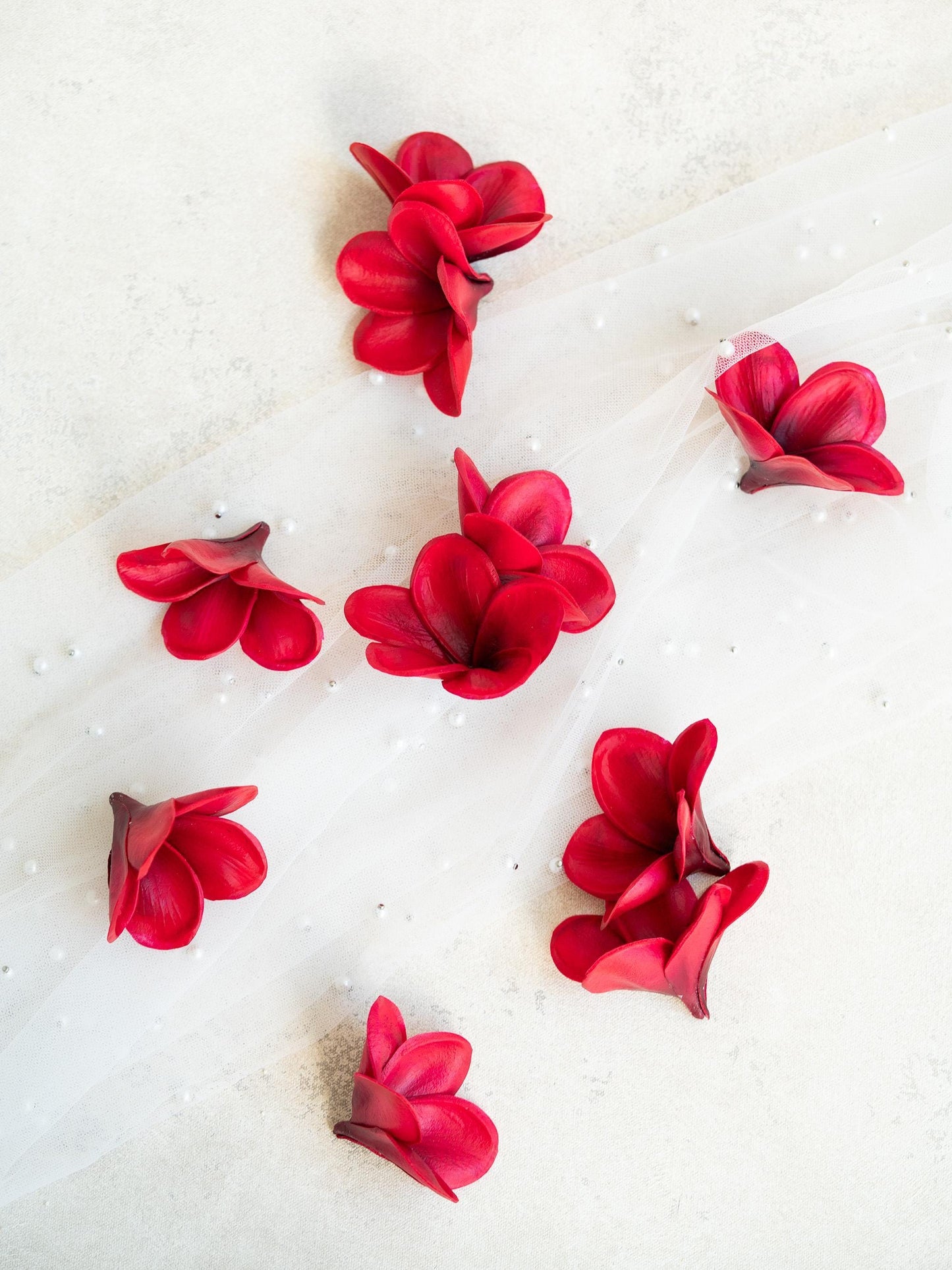 10 PCS Real Touch Burgundy Plumeria - DIY Flower Ornament Home Decor, Bathtub, Centerpiece, Headband, Aisle Decor, Wedding, Handmade Hairpin