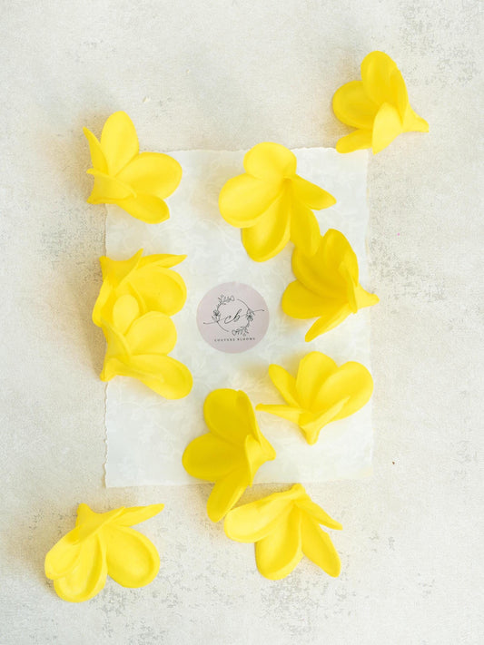 10 PCS Real Touch Yellow Plumeria - DIY Flower Ornament Home Decor, Bathtub, Centerpiece, Headband, Aisle Decor, Wedding, Handmade Hairpin