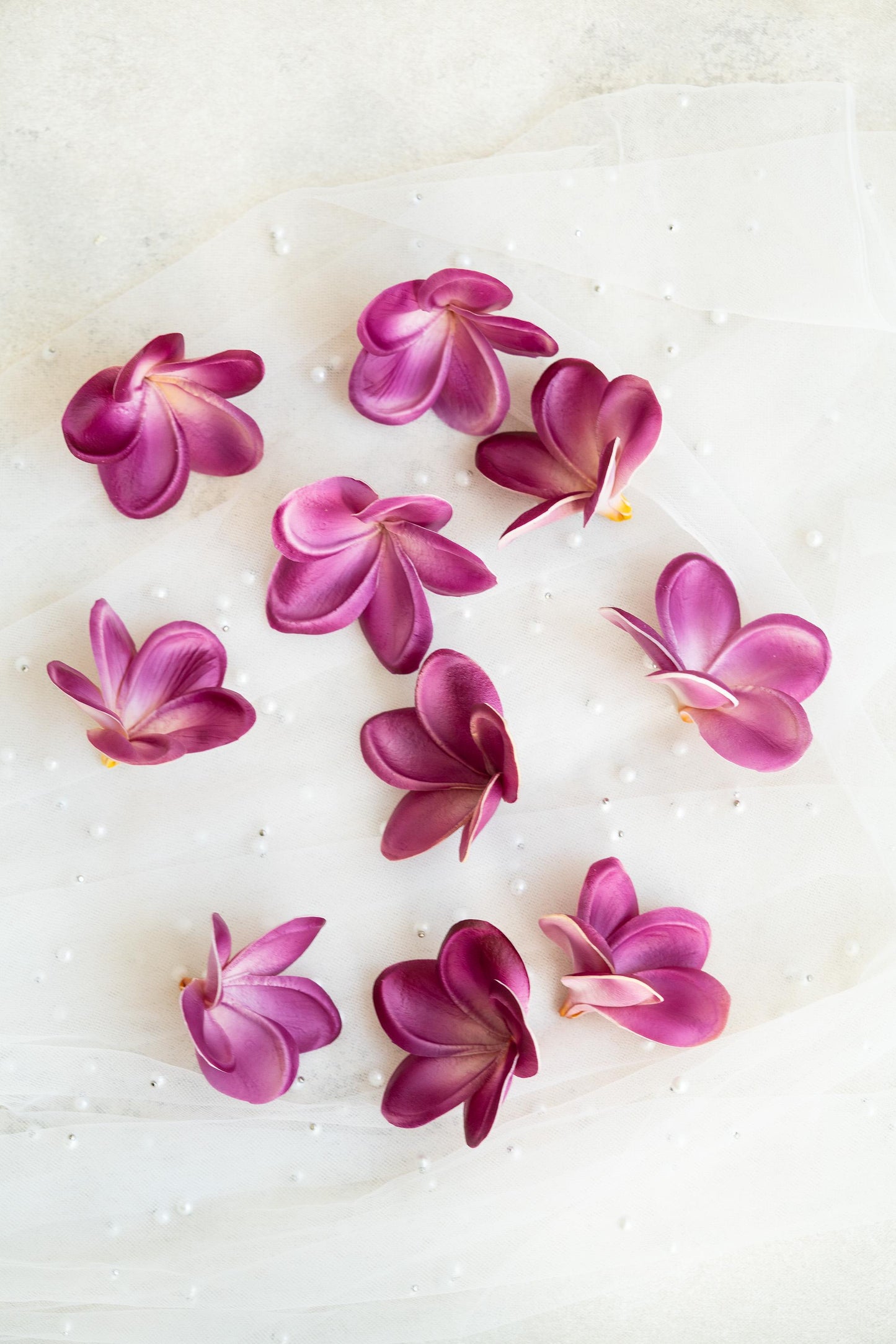10 PCS Real Touch Mauve Plumeria - DIY Flower Ornament Home Decor, Bathtub, Centerpiece, Headband, Aisle Decor, Wedding, Handmade Hairpin