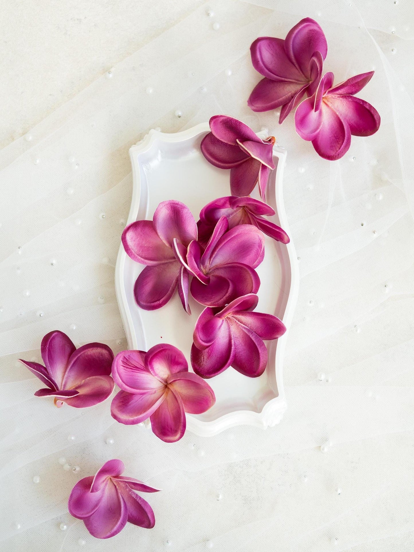 10 PCS Real Touch Mauve Plumeria - DIY Flower Ornament Home Decor, Bathtub, Centerpiece, Headband, Aisle Decor, Wedding, Handmade Hairpin