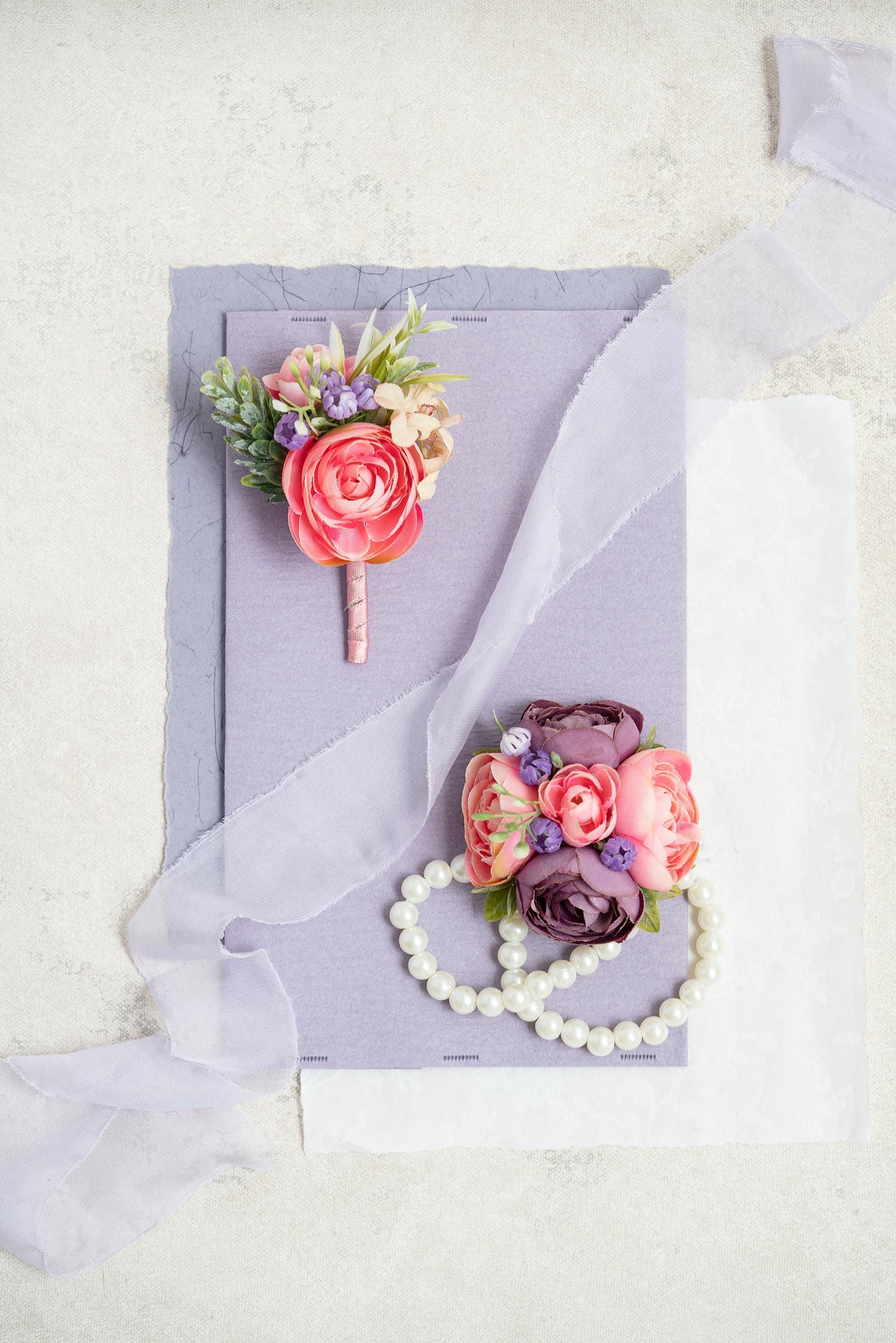 Personalized Lavender Pink Rose Pearl Bracelet Wrist Corsage Gift Bridesmaid, Flower Girl, Mom, Wedding Bridal Accessories, Prom Boutonniere