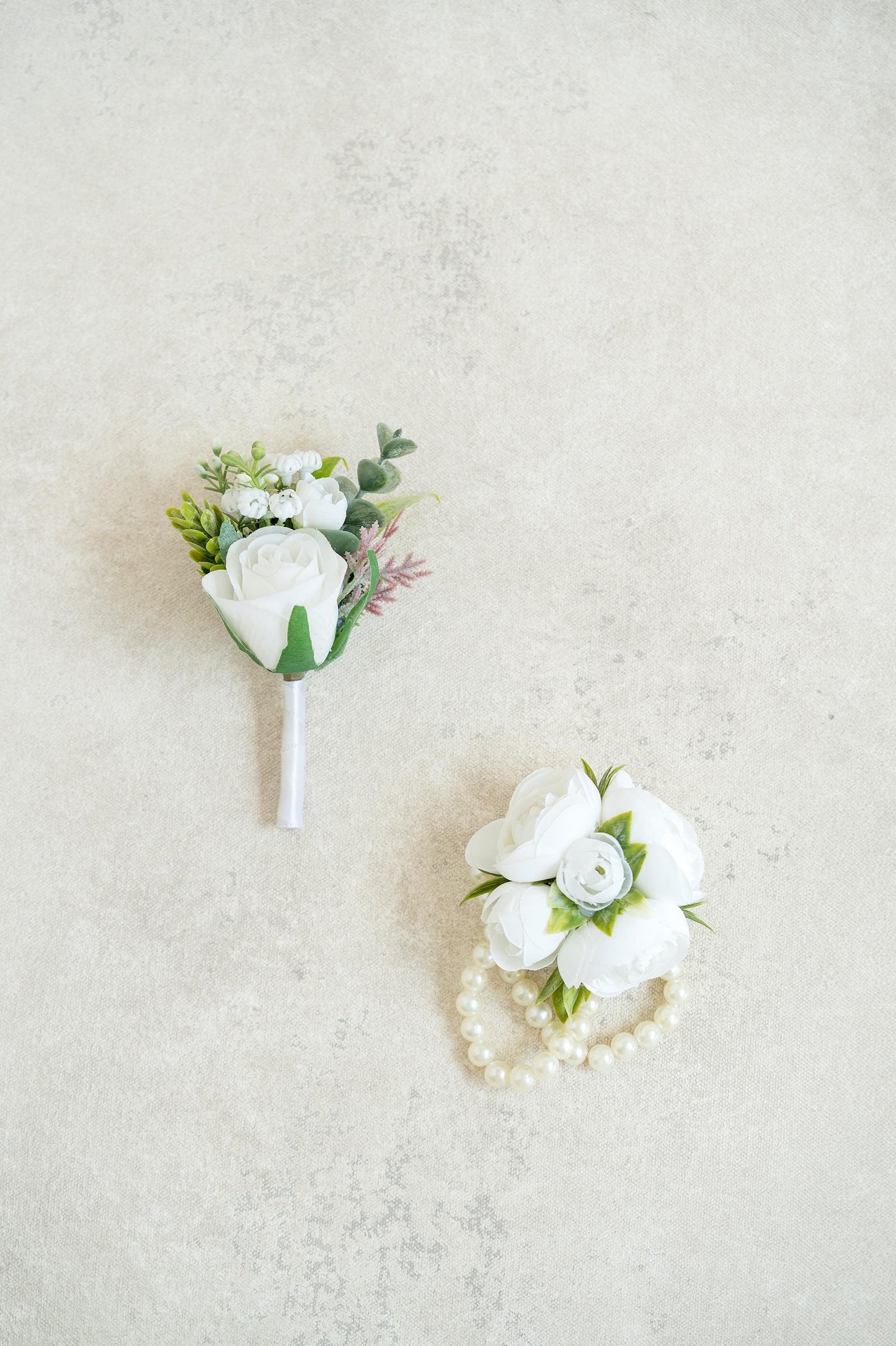 Cute White Rose Pearl Bracelet Corsage Bridesmaid Gift for Her, Anniversary, Baby Shower, Bridal Accessories, Prom Boutonniere Groom Gift