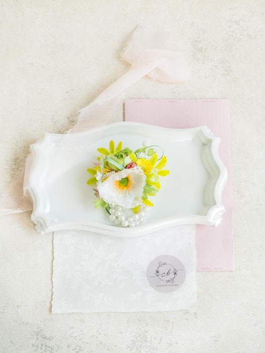 Rustic White Poppy Pearl Bracelet Wrist Corsage Gift for Prom, Church Wedding, Bridesmaid, Mom, Baby Shower, Anniversary, Bridal Accessories