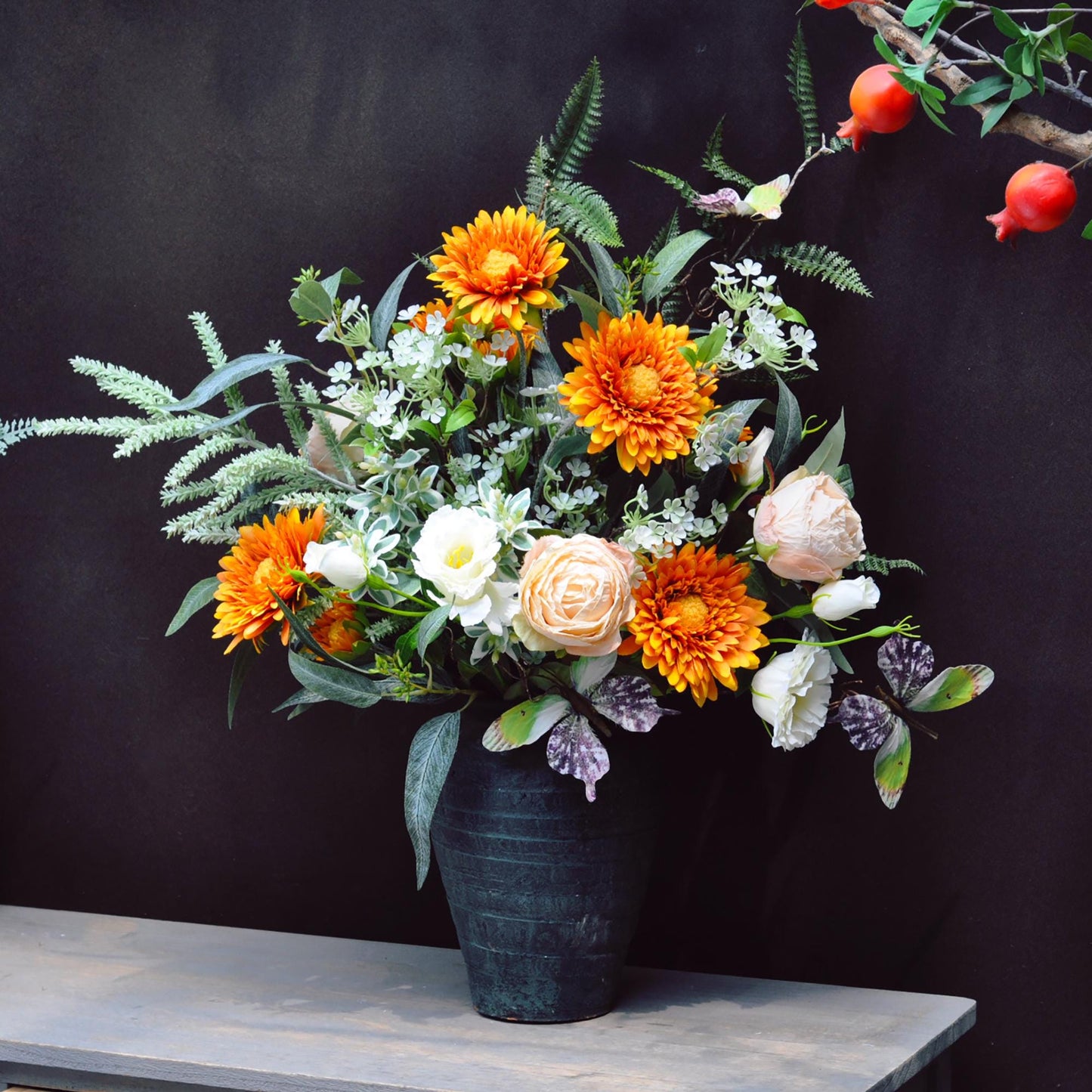 Large Sunflower Wildflower Bouquet, Giant Peony Bouquet, Rustic Olive Bouquet For Beach Country Outside Wedding, Home Room Decoration