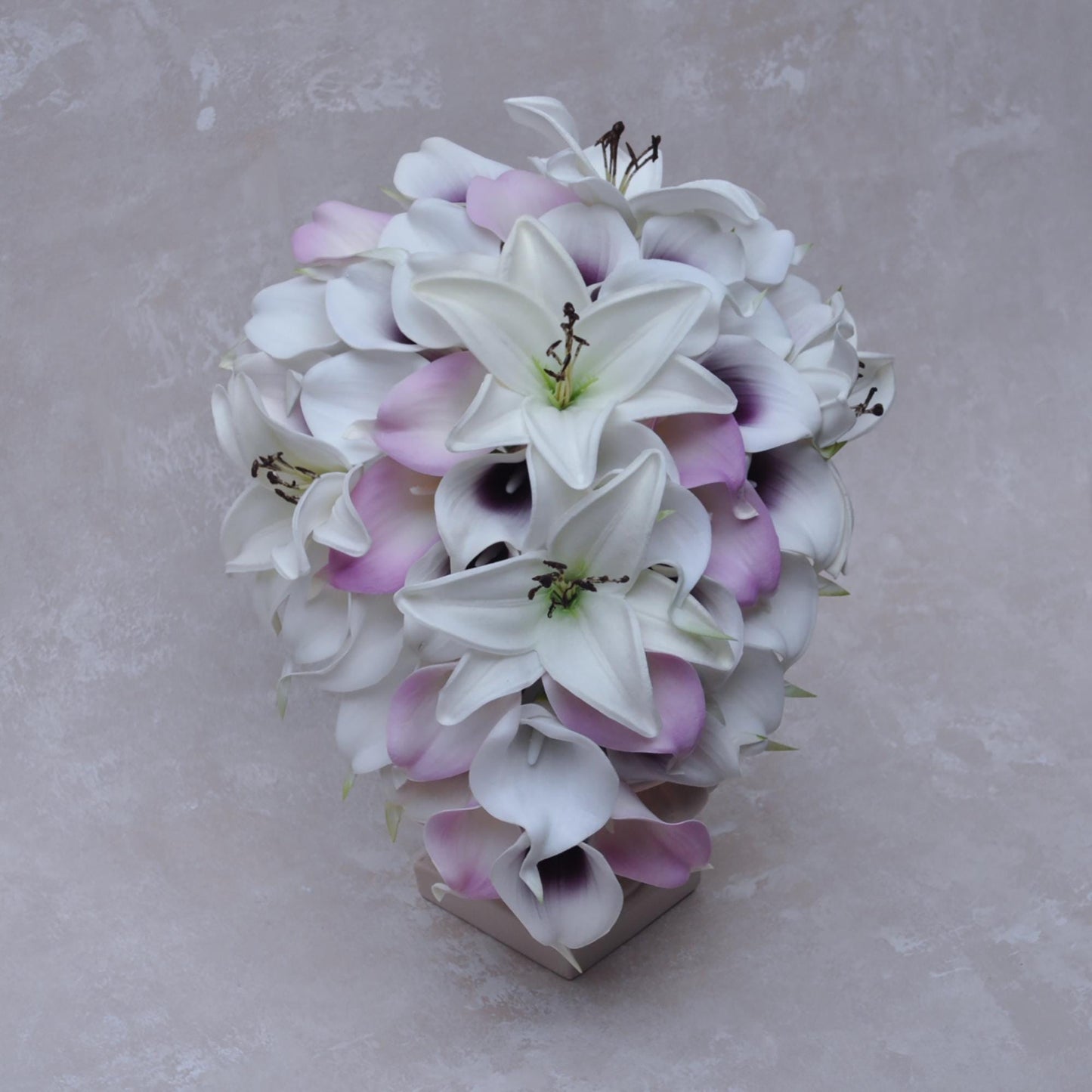 Cascade Real Touch Lilac Calla Lily Bridal Bouquet, White Tiger Lily Bridesmaid Bouquet, Beach Wedding Bouquet Gift, Bridal Accessories