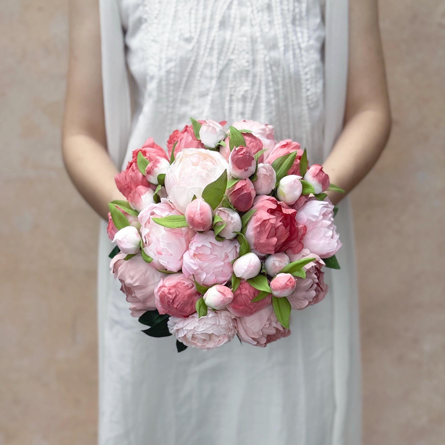 Silk Dusty Pink Peony Bouquet, Self Dyed Dusty Pink Wedding Bouquet, Double Peony Bouquet, Rustic Peony Bouquet, Princess Peony Gift For Her