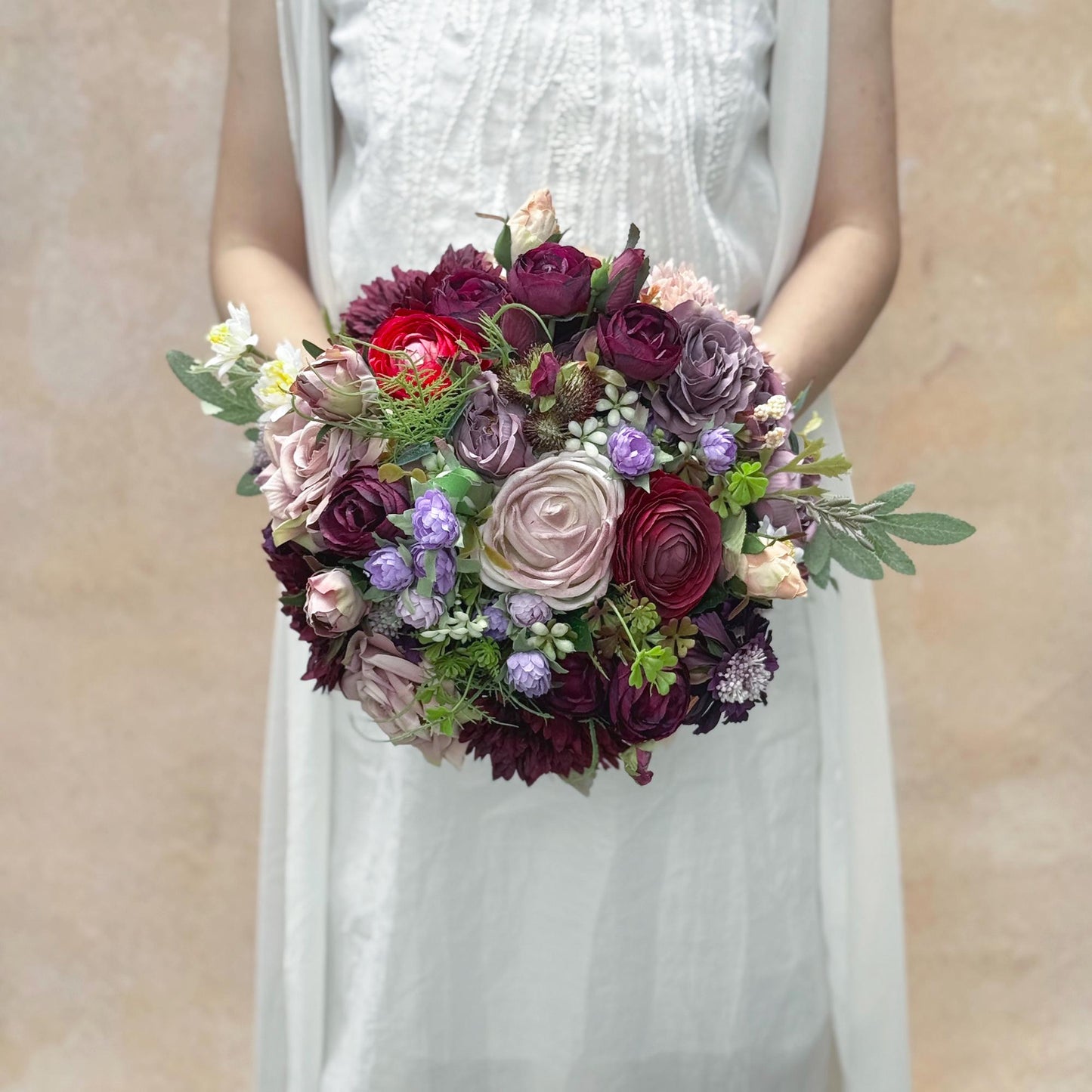 Elegant Burgundy Red Wildflower Bridal Bouquet - Perfect For Summer Romance Wedding, Bridesmaid Bouquet Gift, Bridal Bouquet Accessories