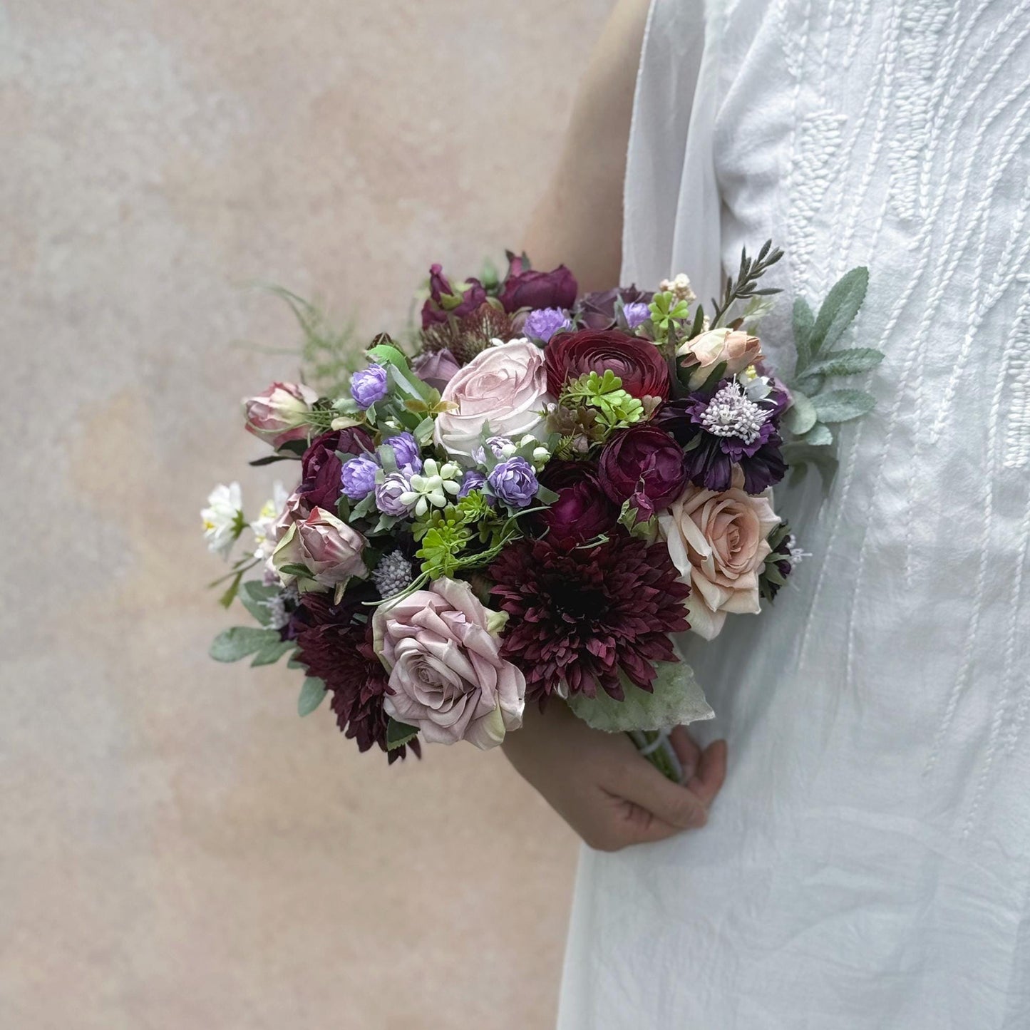 Elegant Burgundy Red Wildflower Bridal Bouquet - Perfect For Summer Romance Wedding, Bridesmaid Bouquet Gift, Bridal Bouquet Accessories