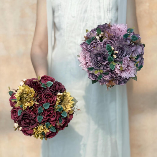 Classic Burgundy Red Bouquet, Perfect Flower Arrangement Gift For Table Centerpieces, Wedding Bouquet Ornaments And Bridesmaid Bouquet Gift