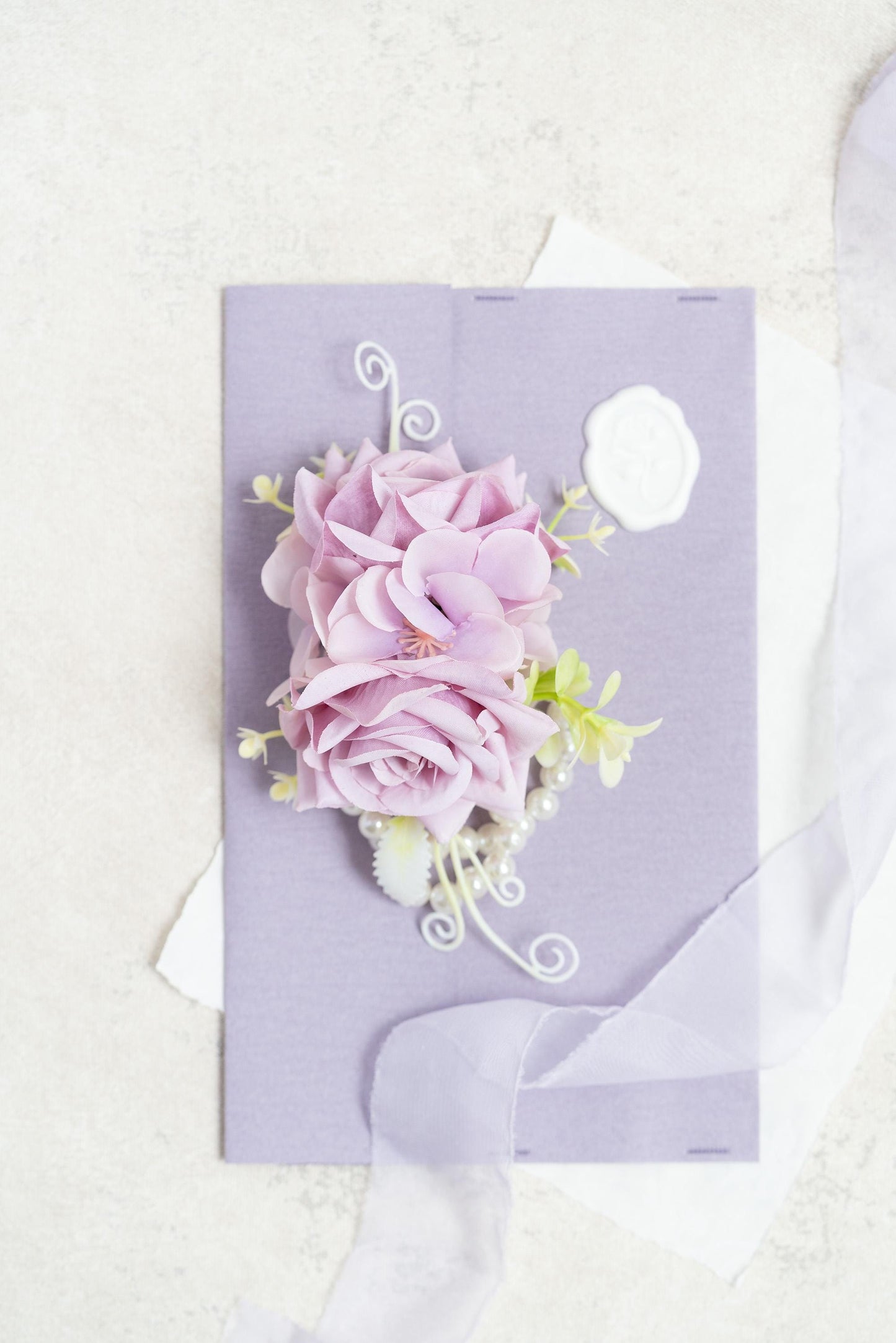 Personalized Light Purple Rose Pearl Bracelet Wrist Corsage Gift for Bridesmaid, Bridal Shower, Bridal Accessories, Prom Boutonniere Gift