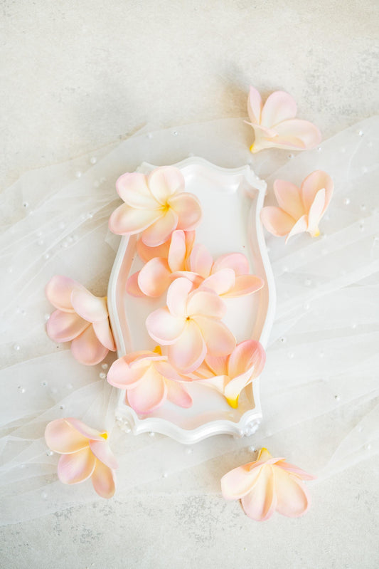 10 PCS Real Touch Light Pink Plumeria - DIY Flower Ornament Home Decor, Bathtub, Centerpiece, Headband, Aisle Decor,Wedding,Handmade Hairpin