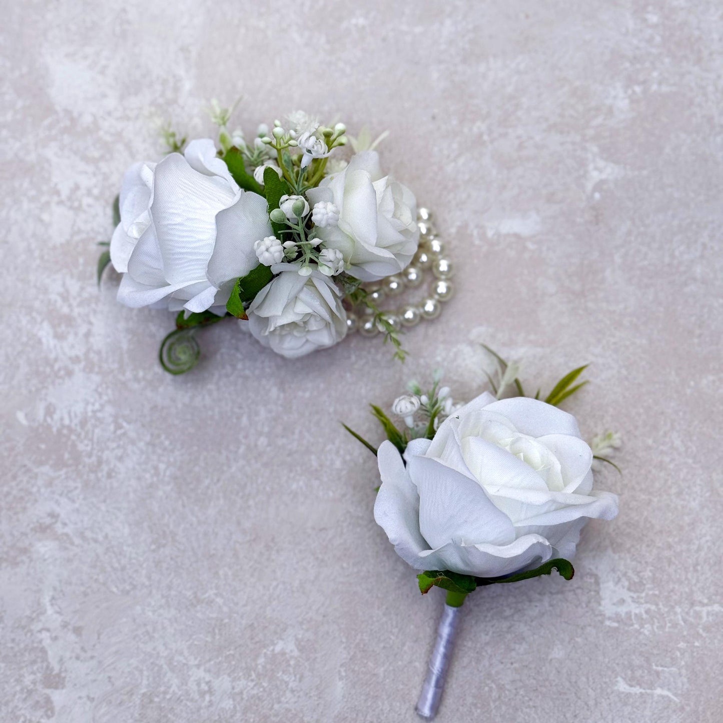 Rustic White Rose Bridal Bouquet With Baby's Breath Collection, White Wedding Bouquet, White Bridesmaid Bouquet Gifts For Her Bridal Shower