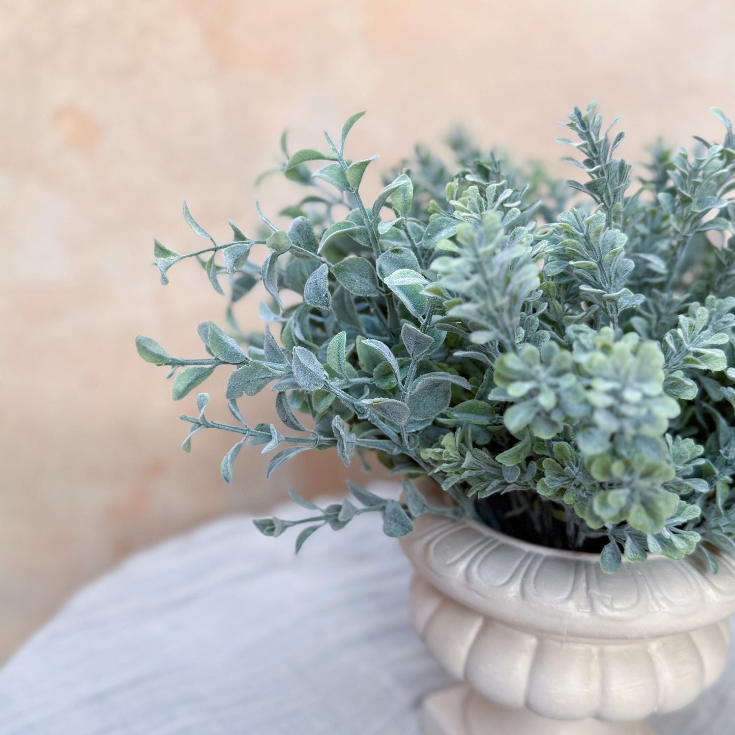 Flocked Eucalyptus Branch - Short Real Touch Boxwood Branch, Dusty Plastic Milan Foliage, Gift for Her, Home Decor, Wedding DIY Design