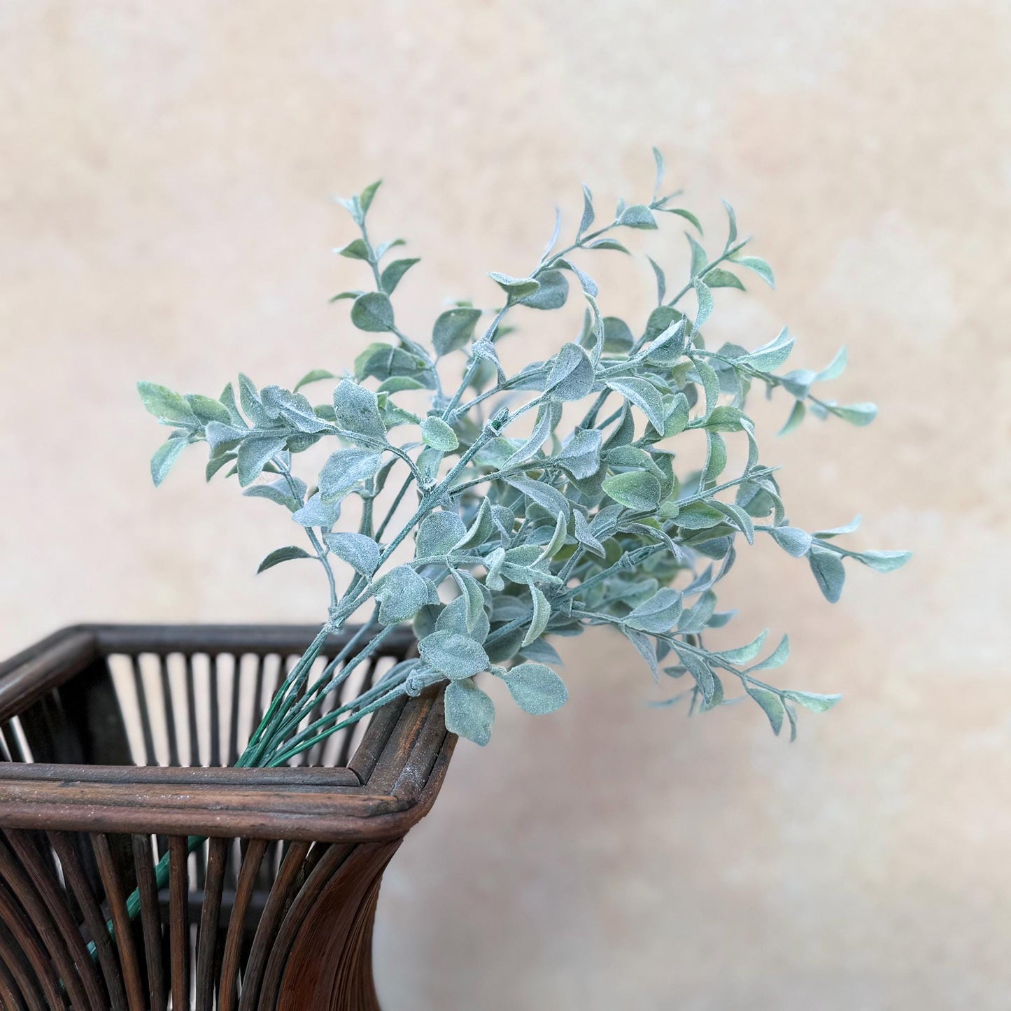 Flocked Eucalyptus Branch - Short Real Touch Boxwood Branch, Dusty Plastic Milan Foliage, Gift for Her, Home Decor, Wedding DIY Design