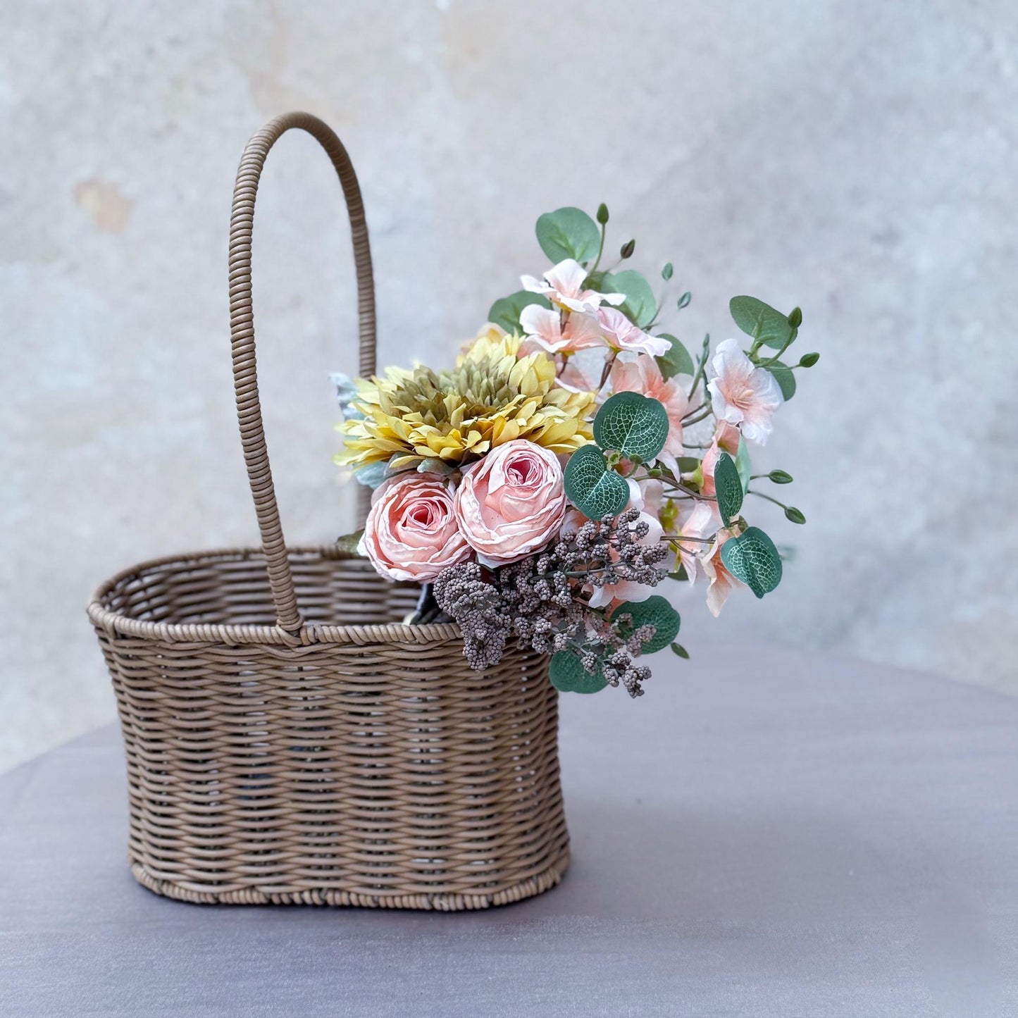 Burnt Coral Peony Sunflower Flower Bouquet, Autumn Peony Rose Bouquet, Gift for Her, Home Decor, Wedding Flower Work, DIY Table Centerpiece