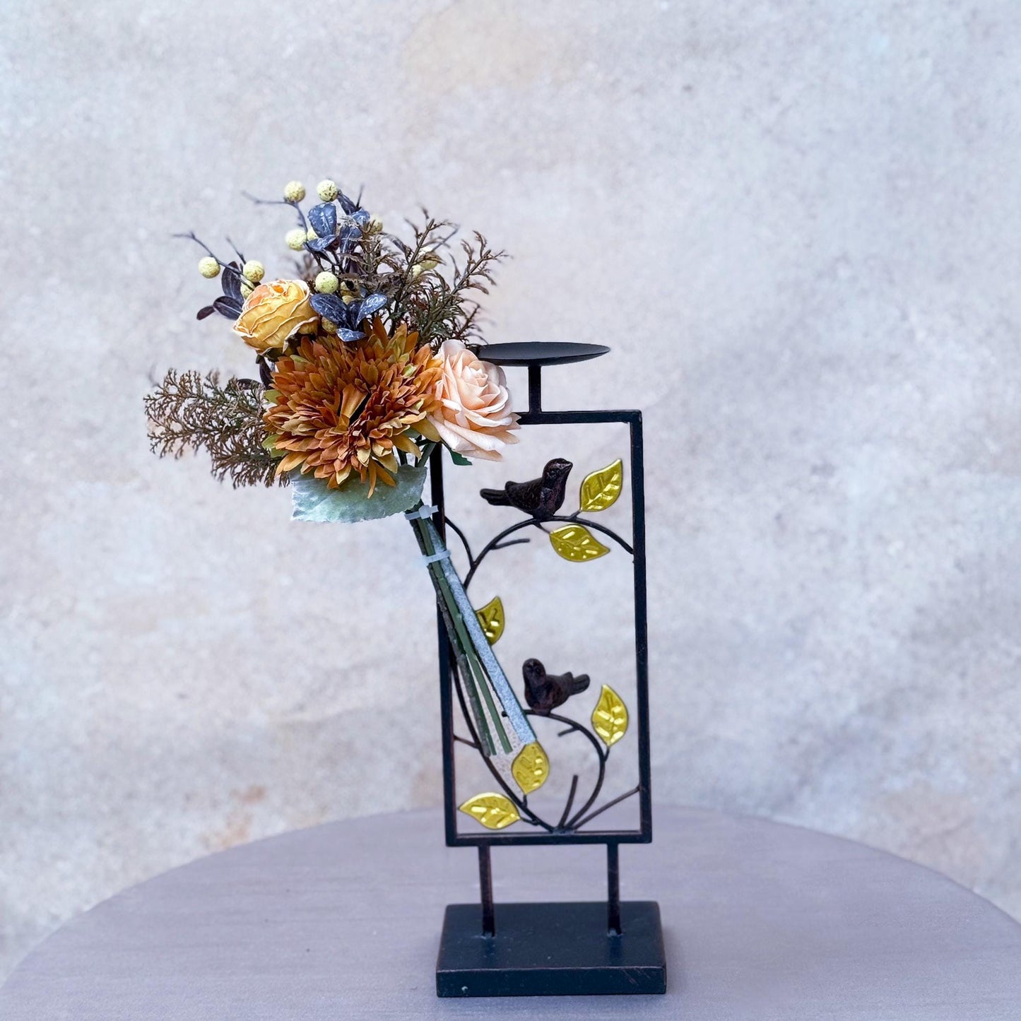 Autumn Sunflower Bouquet - Rustic Real Touch Turmeric Yellow Rose Bouquet, Burnt Peony Bouquet, Gift for Her, Home Decor, Table Centerpiece