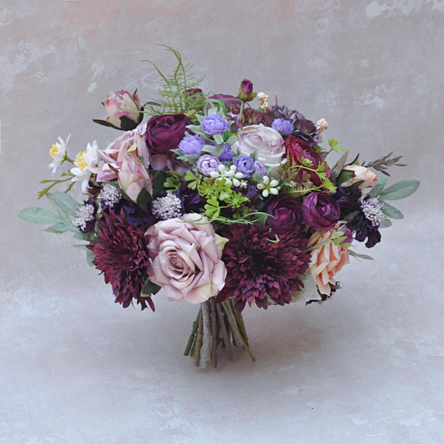 Elegant Burgundy Red Wildflower Bridal Bouquet - Perfect For Summer Romance Wedding, Bridesmaid Bouquet Gift, Bridal Bouquet Accessories