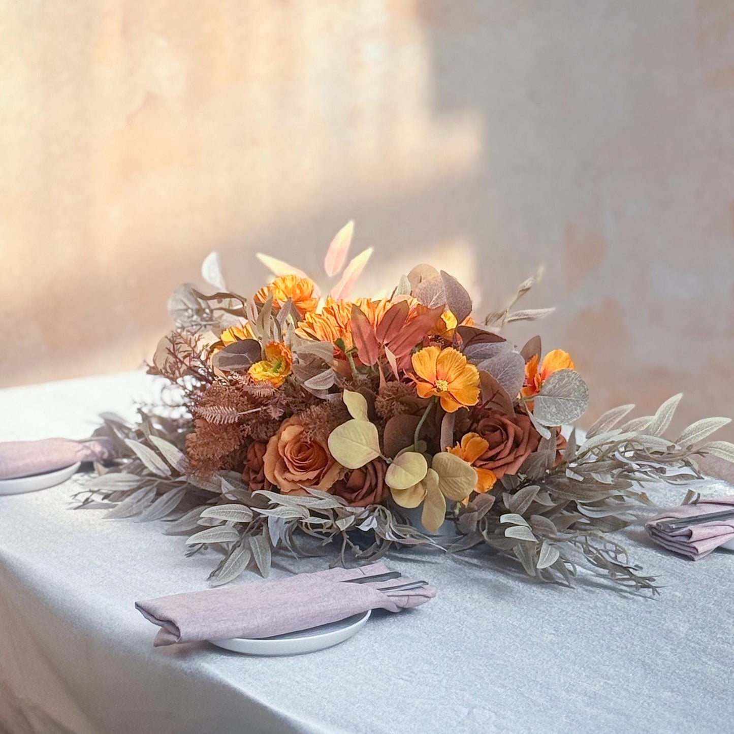 Retro Autumn Withered Yellow Rose Wedding Arch, Fall Sunflower Aisle Runner, Gift for Her, Home Decor, Wedding, Table Centerpiece