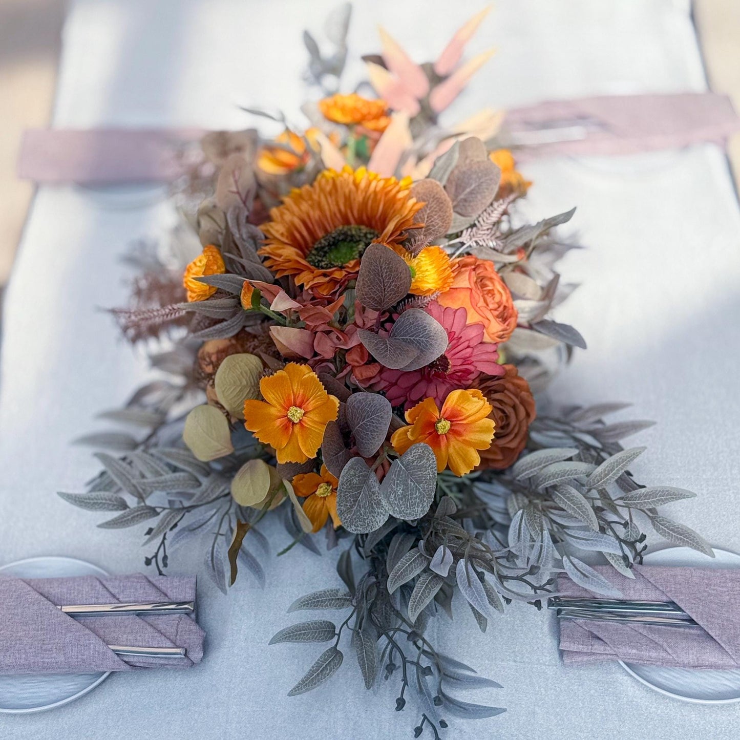 Retro Autumn Withered Yellow Rose Wedding Arch, Fall Sunflower Aisle Runner, Gift for Her, Home Decor, Wedding, Table Centerpiece