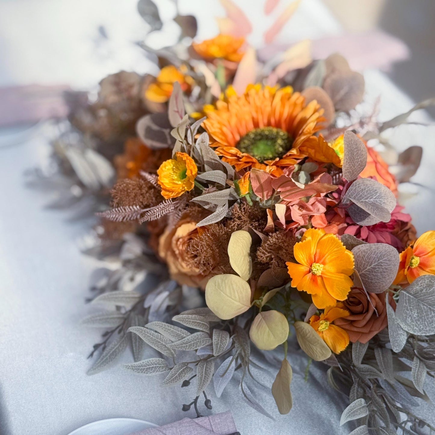 Retro Autumn Withered Yellow Rose Wedding Arch, Fall Sunflower Aisle Runner, Gift for Her, Home Decor, Wedding, Table Centerpiece