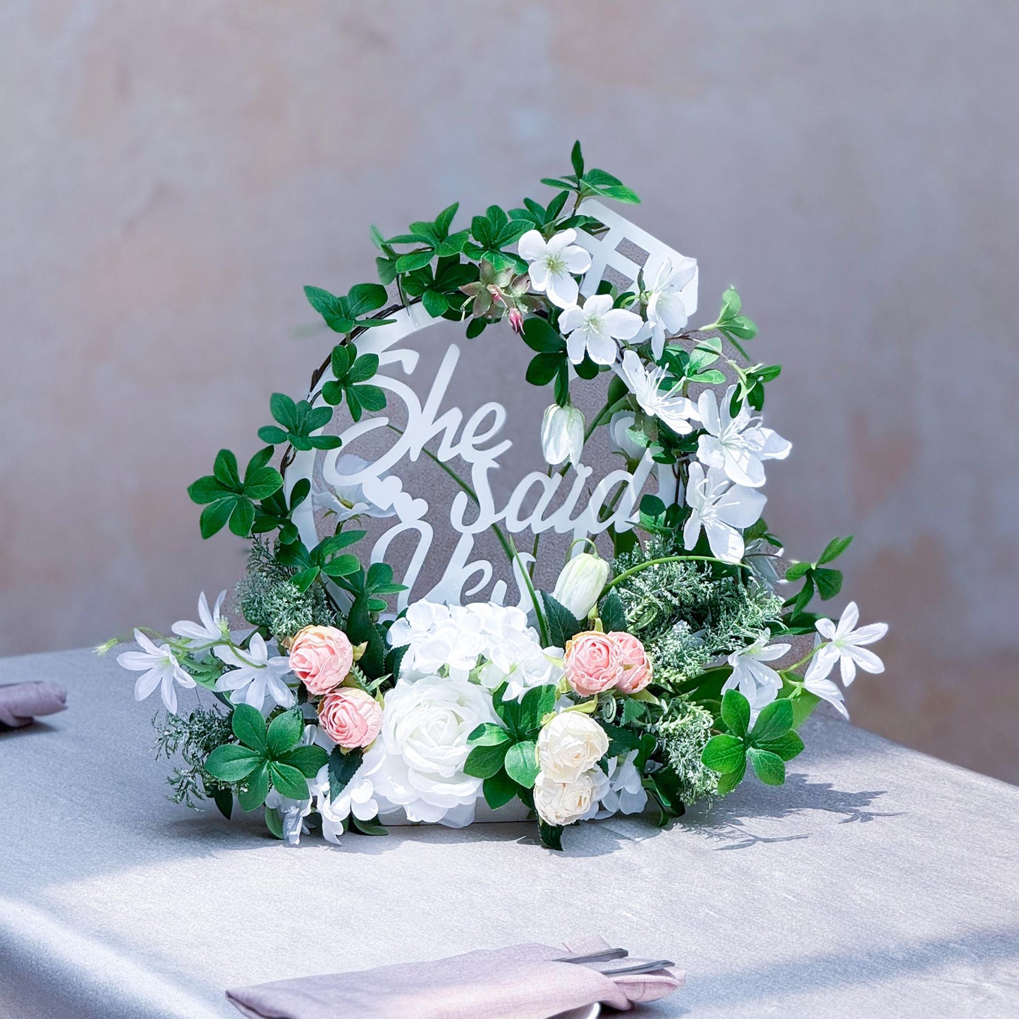 Acrylic She Said Yes Proposal Ceremony Table Runner Bachelor Party Gift Box, She Said Yes Banner Gift for Her Bridal Shower, Wall Decor Idea