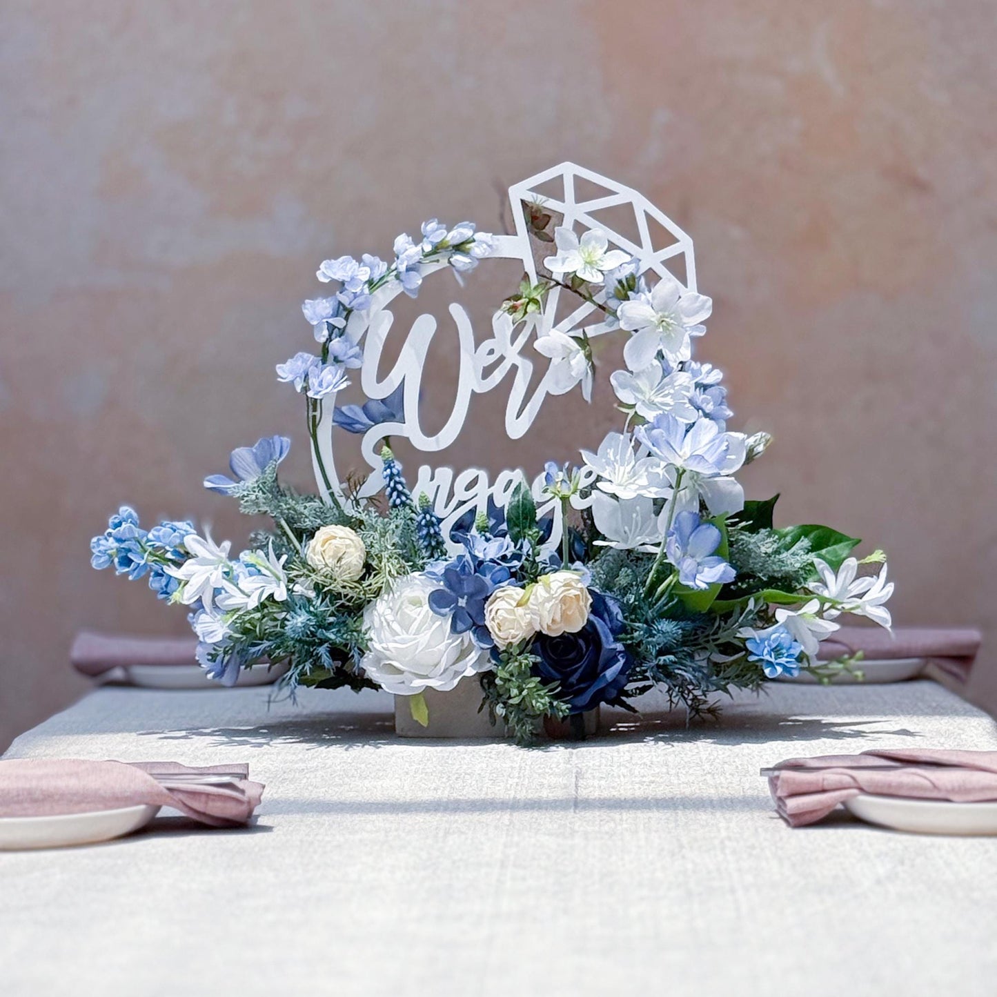 Acrylic We Are Engaged Ceremony Table Centerpiece Gift, Something Blue Gift, Bachelorette Party Decor, Engaged Table,Wall Decor Gift for Her