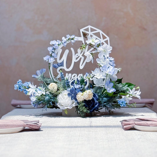 Acrylic We Are Engaged Ceremony Table Centerpiece Gift, Something Blue Gift, Bachelorette Party Decor, Engaged Table,Wall Decor Gift for Her