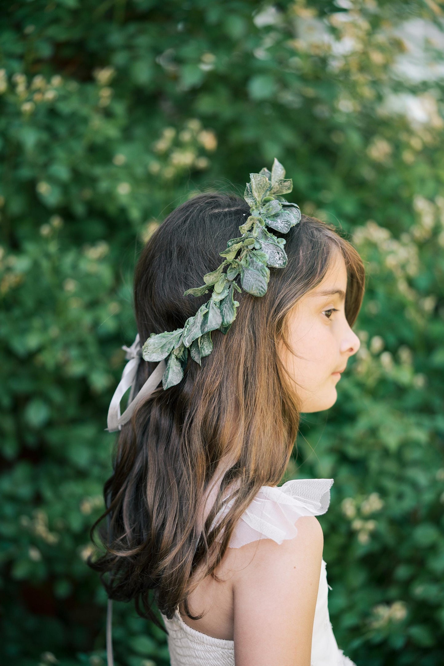 Dusty Olive Green Foliage Flower Crown, Flower Girl Headband, Gift for Her, Rustic Jungle Foliage Bridal Crown, Bridesmaid Gift