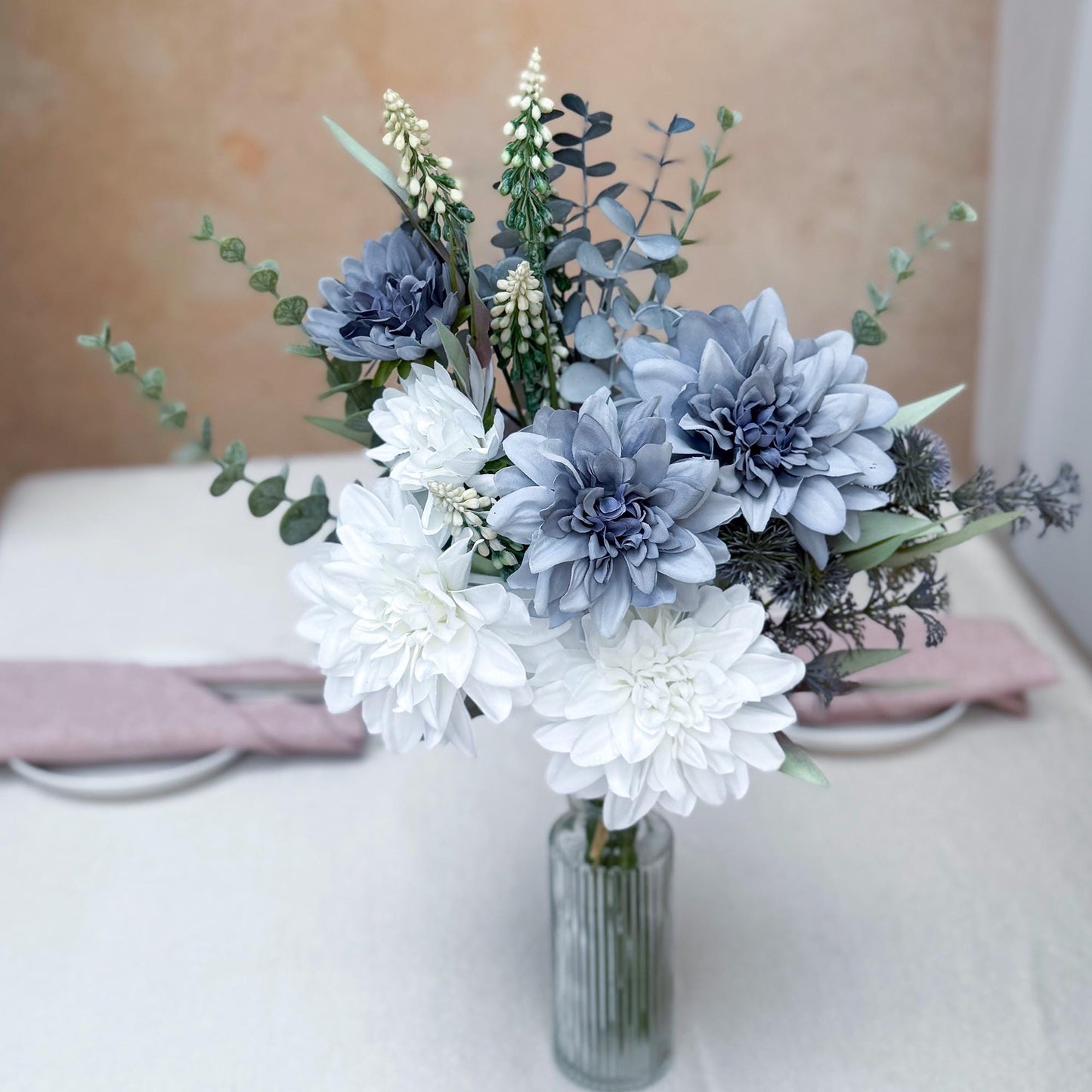 Rustic Mini Charming Wildflower Bouquet, Handmade Daisy Bouquet Gift For Home, Bathroom, Wedding, Table Decor, Flower Girl Gift In Basket