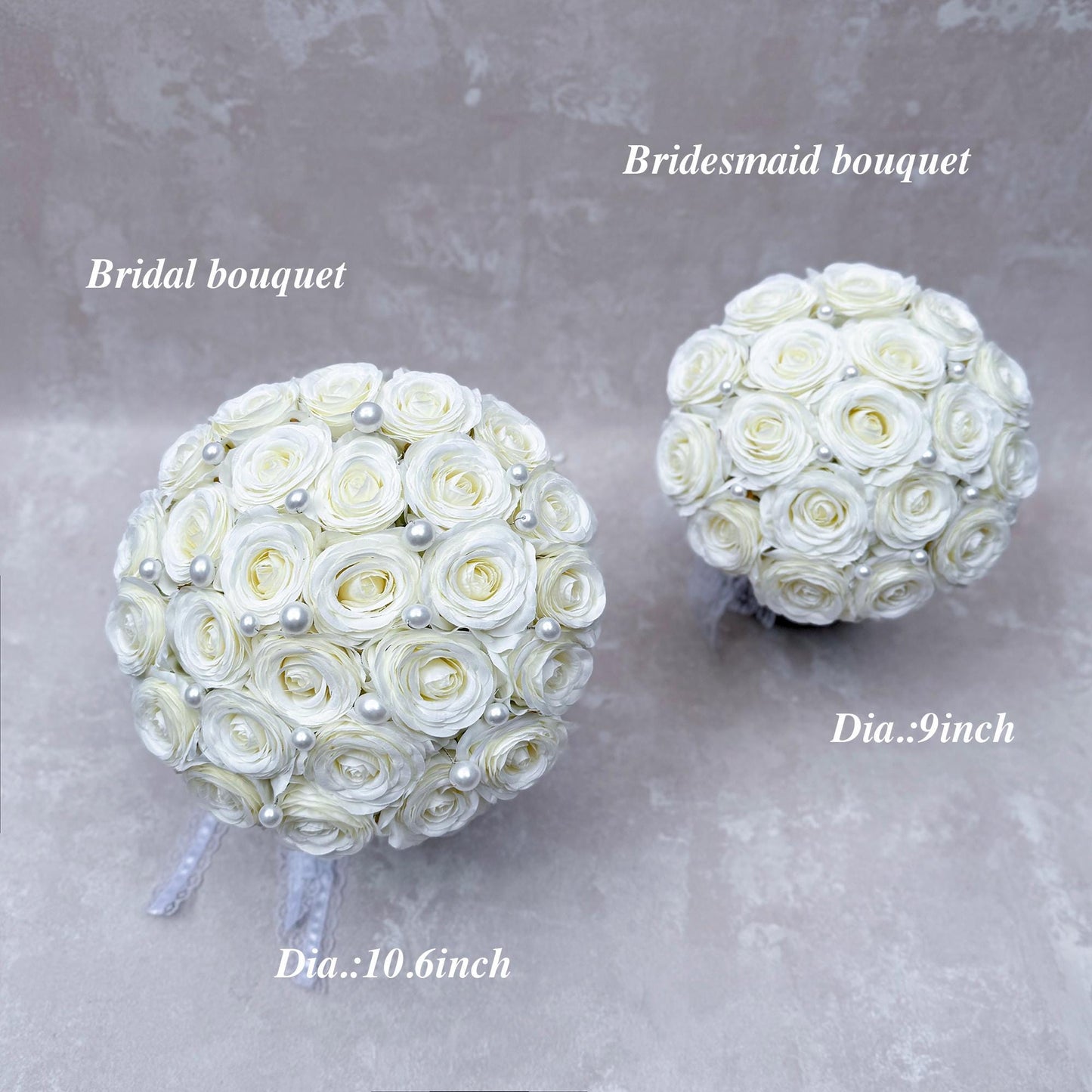 Elegant Round Pearl Rose Bouquet – Custom Bridal Party Accessories, Bridesmaid Bouquet Gift, Corsage For Mom, Boutonniere, Cake Topper