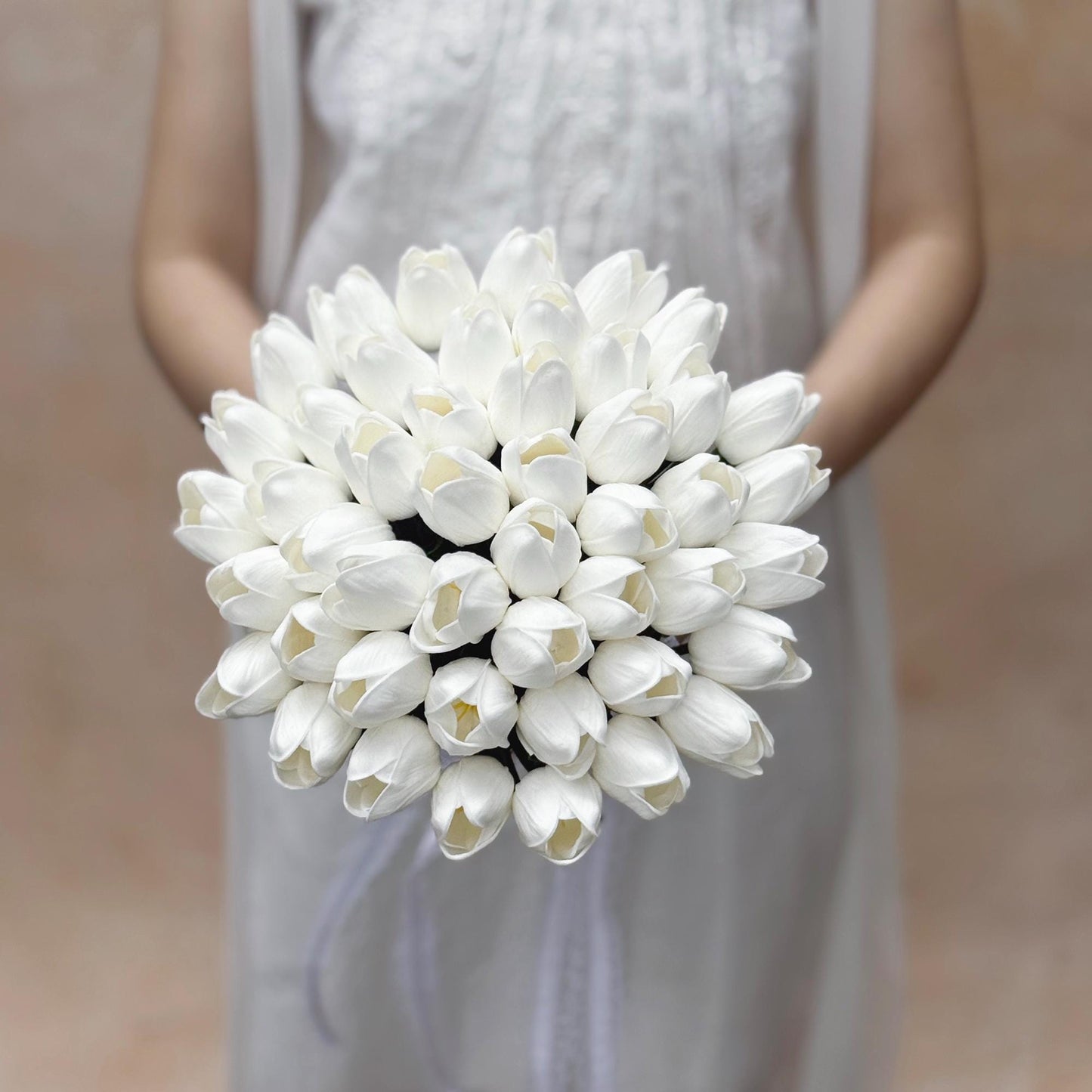 Elegant Cream White Tulip Bridal Bouquet - Perfect For Bridesmaid Bouquet, Rustic Wild Tulip Wedding Bouquet, White Tulip Bridal Accessories