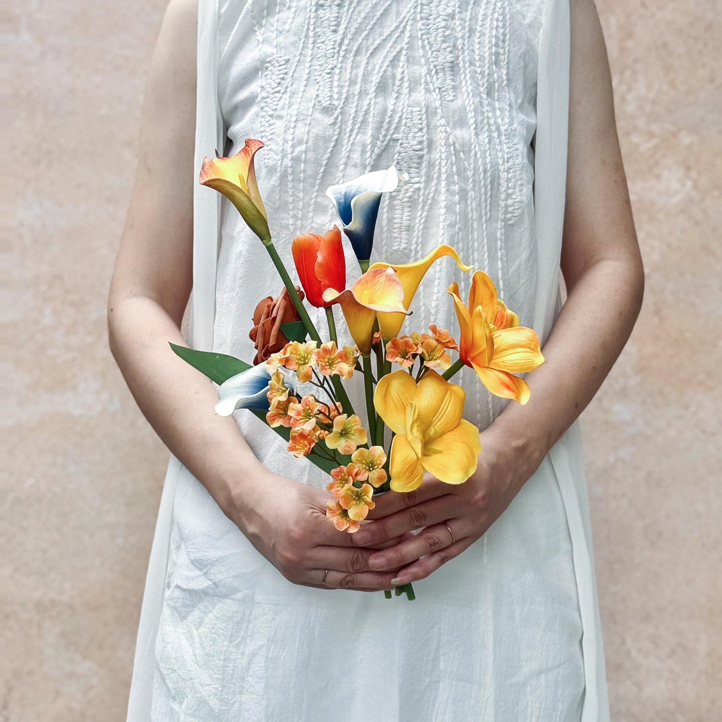 Brighten Your Space With Real Touch Yellow Tulip Bouquet - Ideal For Boho Wedding Decor, Bridesmaid Bouquet Gift, Flower Girl Bouquet Gift