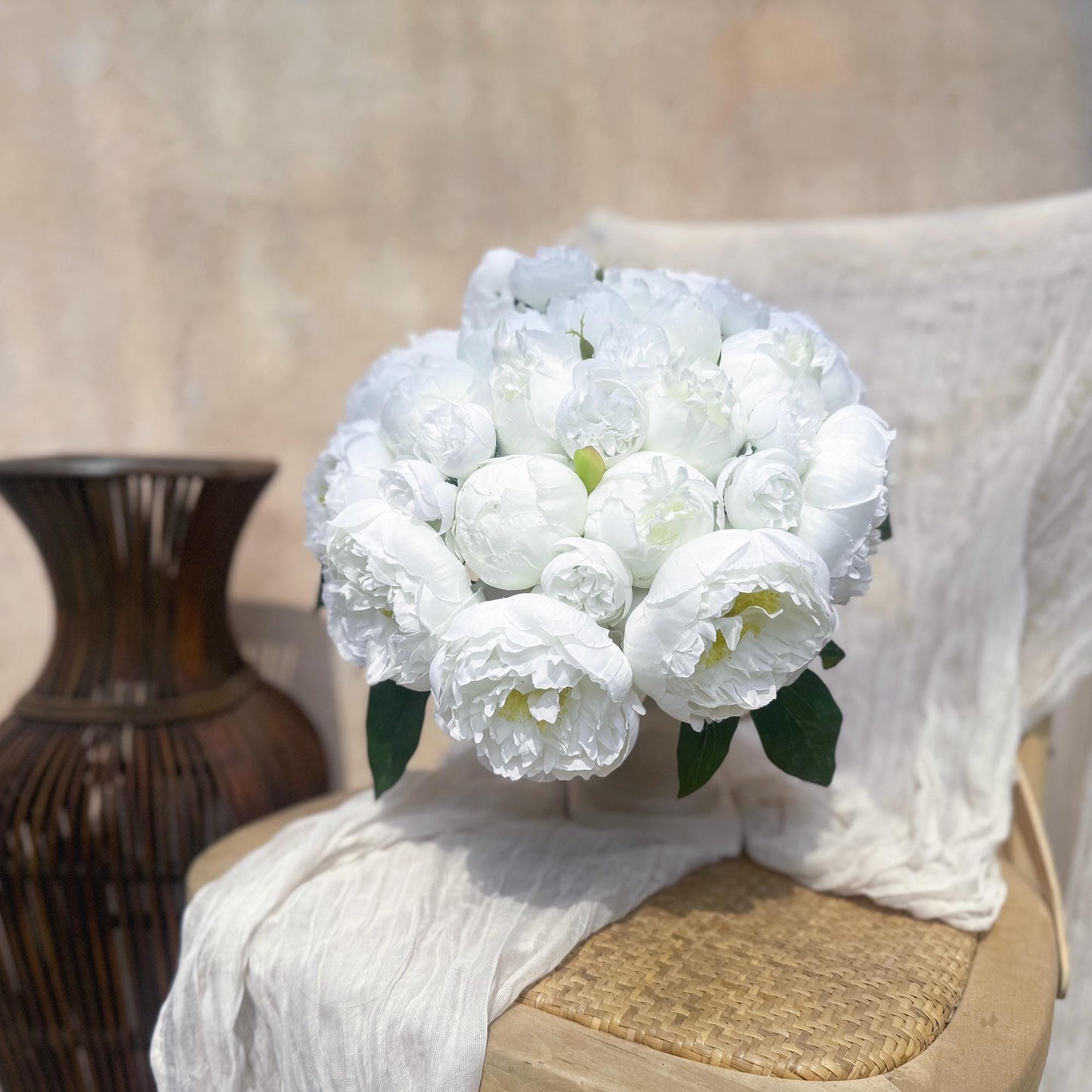 Colonel Owens Peony Bouquet, Personalized Gift For Her Rustic White Wedding, Bridal Bouquet, Bridesmaid Bouquet Gift, Bridal Accessories