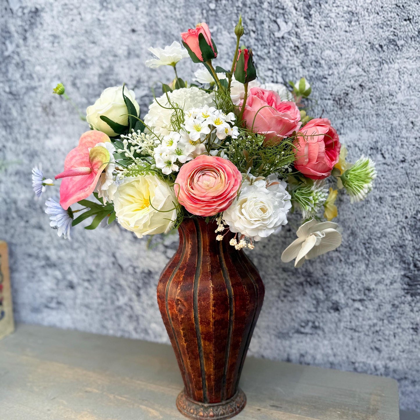 Large Peony Rose Garden Wedding Bridal Bouquet, Ivory White Rose Bridesmaid Bouquet, Wildflower Bouquet For Home Decor, Bridal Accessorie