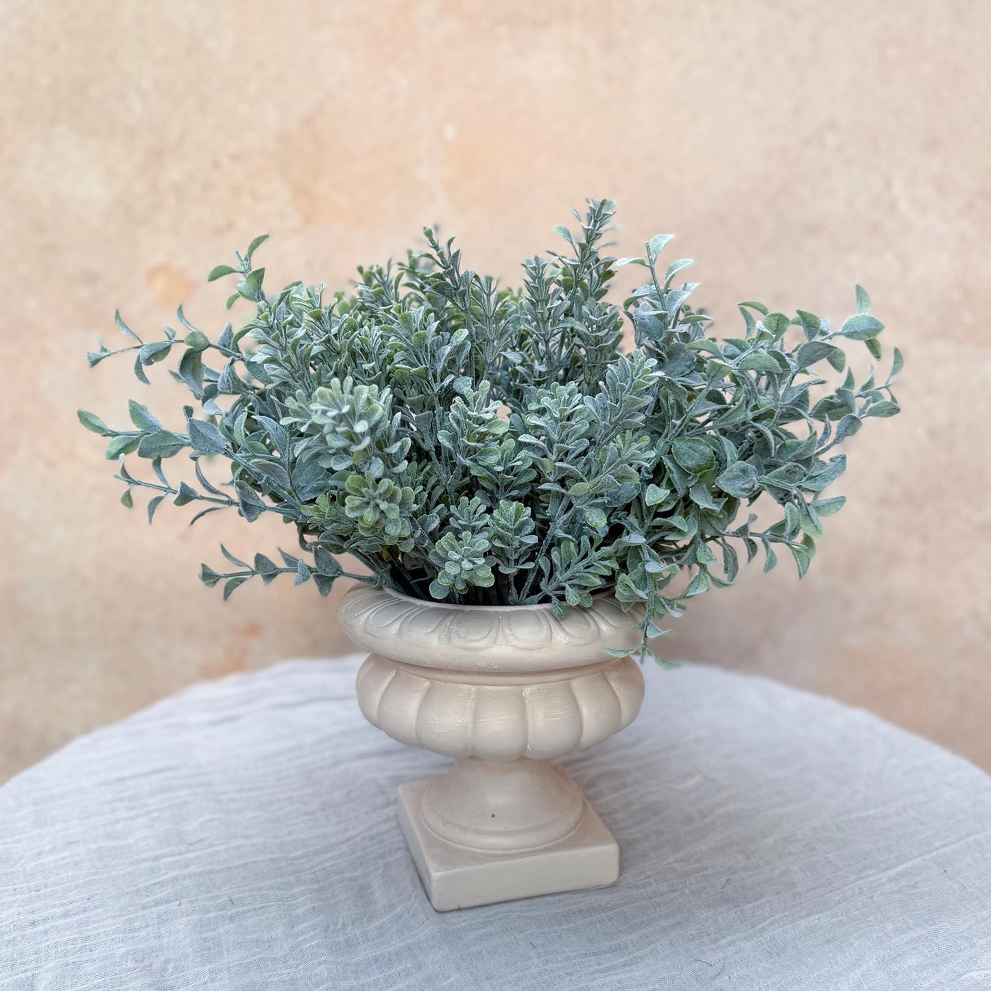 Flocked Eucalyptus Branch - Short Real Touch Boxwood Branch, Dusty Plastic Milan Foliage, Gift for Her, Home Decor, Wedding DIY Design