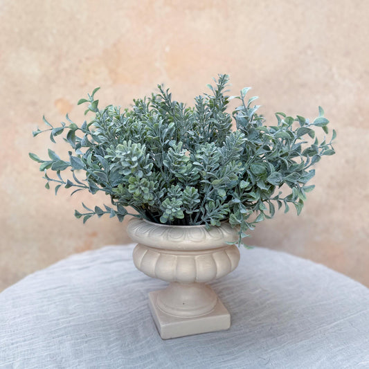 Flocked Eucalyptus Branch - Short Real Touch Boxwood Branch, Dusty Plastic Milan Foliage, Gift for Her, Home Decor, Wedding DIY Design