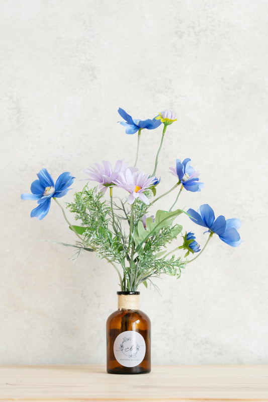 3 Bunches Daisy Flower Bouquet Gift, Silk Cosmos Floral Arrangements,Best Gift For Her, Home Decor, Bathroom Decor, Something Blue Swag