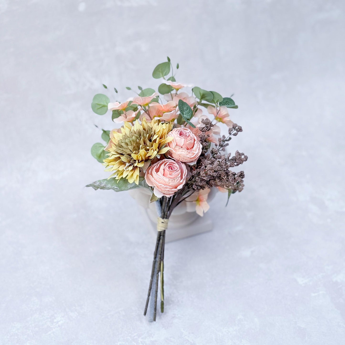 Burnt Coral Peony Sunflower Flower Bouquet, Autumn Peony Rose Bouquet, Gift for Her, Home Decor, Wedding Flower Work, DIY Table Centerpiece