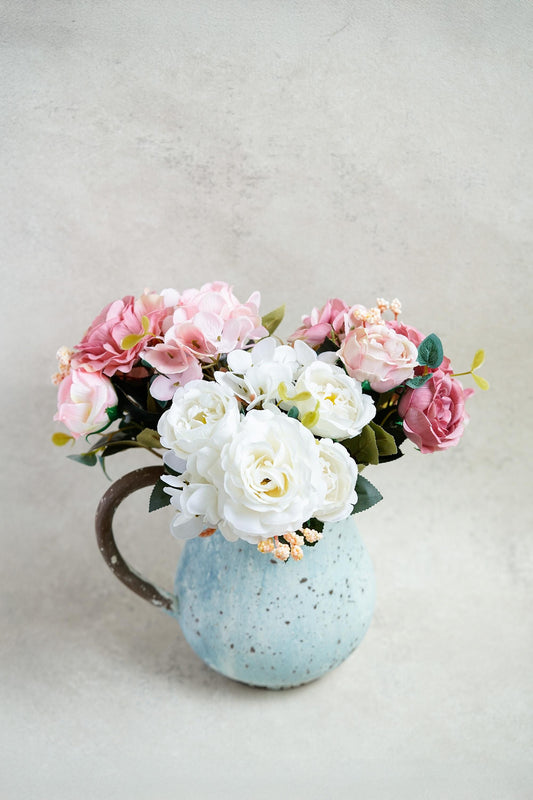 Rose & Peony Flower Stem - Fall Home Decor, Fake Flower Bouquet, Silk Faux Plant, DIY Wedding Floral Arrangements, Outdoor Decor