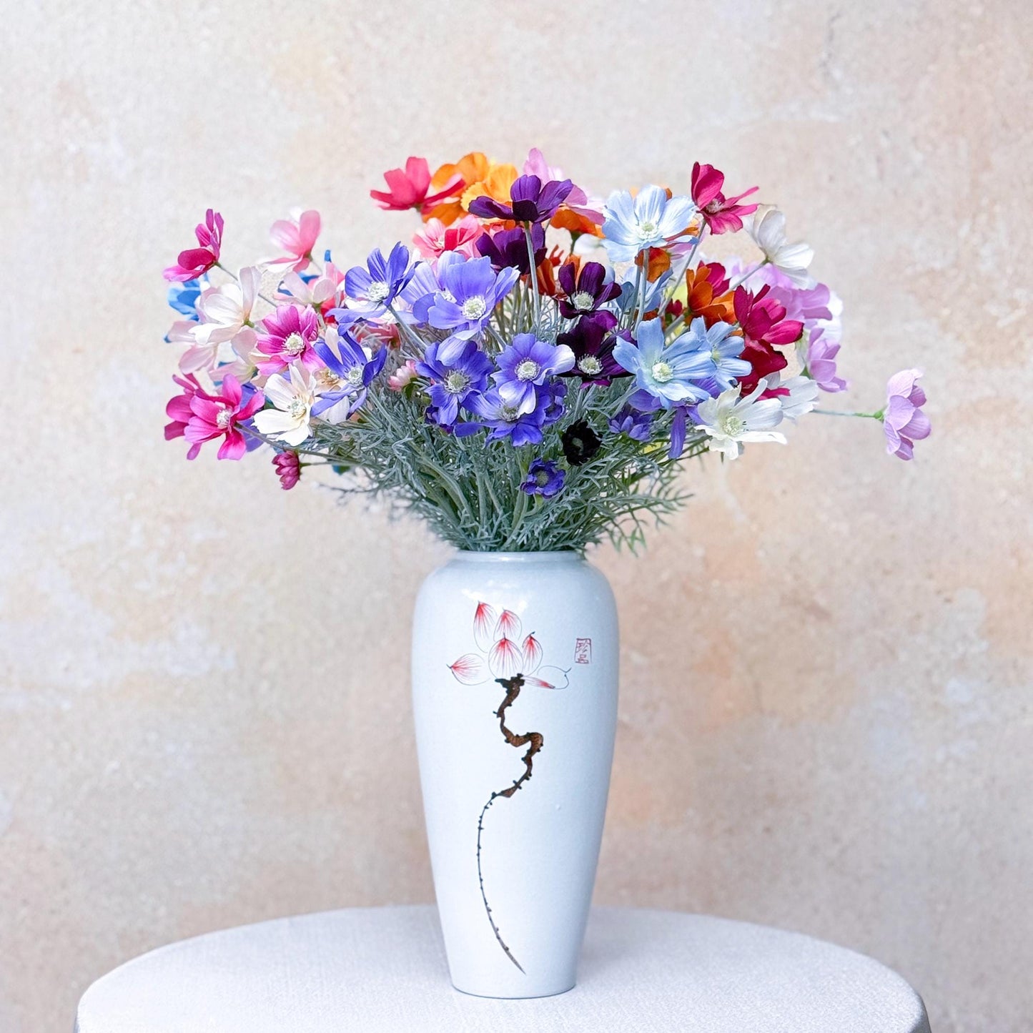 Long Faux Cosmos Flower /Coral Cosmos Flower/Cosmos Flower Arrangement For Home Decor, Wedding Ornaments Flower For Table Centerpiece DIY