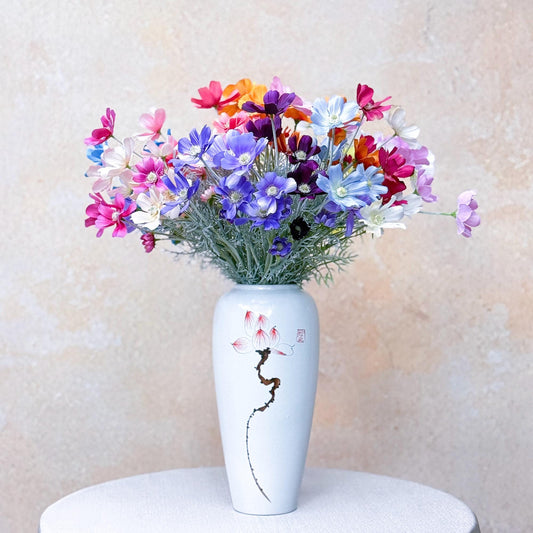 Long Faux Cosmos Flower /Coral Cosmos Flower/Cosmos Flower Arrangement For Home Decor, Wedding Ornaments Flower For Table Centerpiece DIY