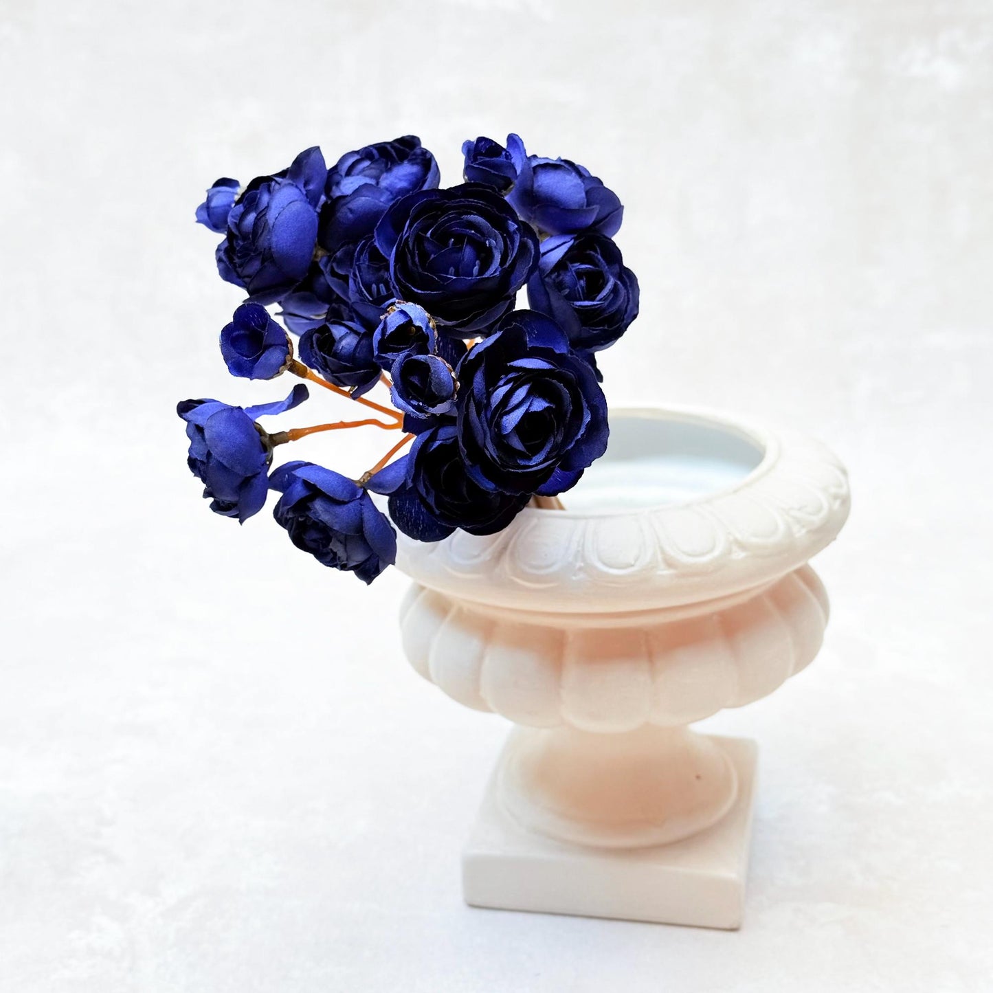 Navy Blue Rose Stems – Faux Flower Bundle Perfect For DIY Wedding Bouquet, Wreath Design, Silk Ranunculus Centerpiece, Crafts & Arrangements