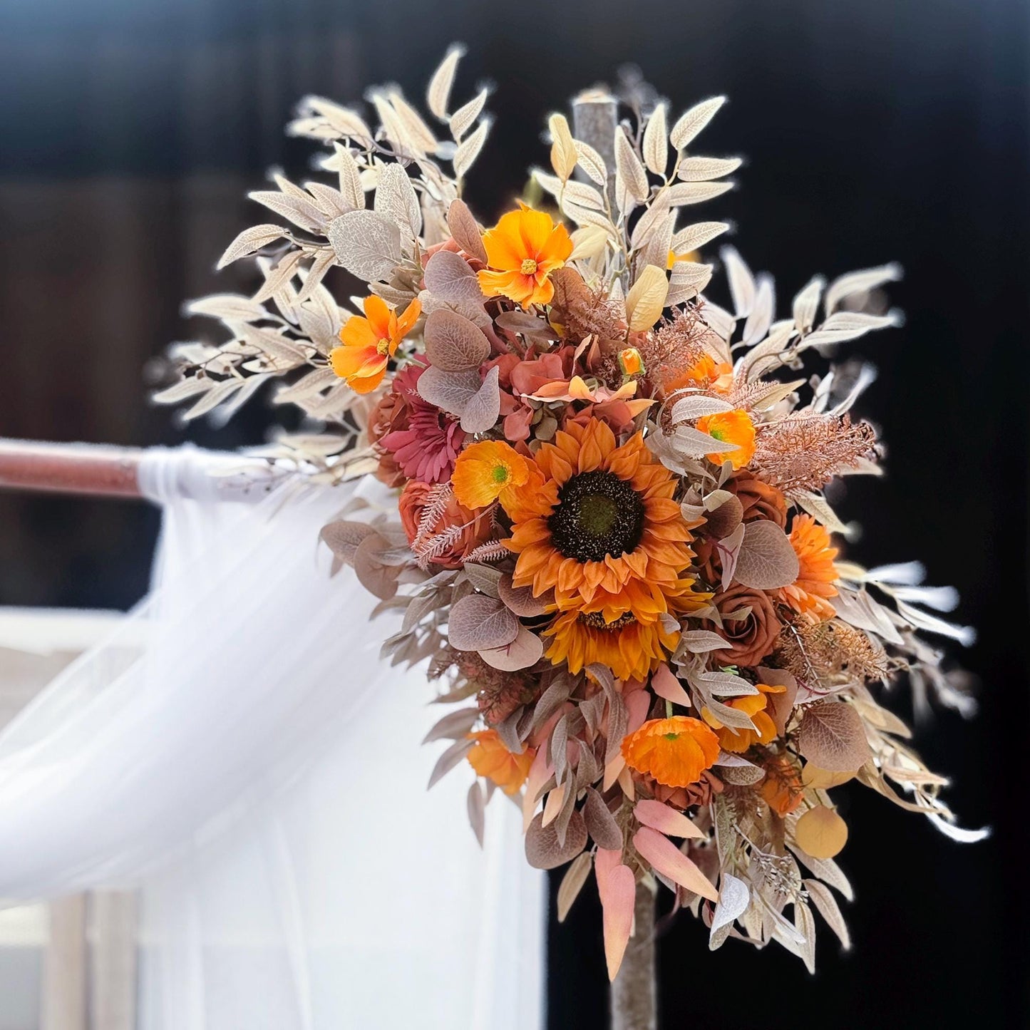 Retro Autumn Withered Yellow Rose Wedding Arch, Fall Sunflower Aisle Runner, Gift for Her, Home Decor, Wedding, Table Centerpiece