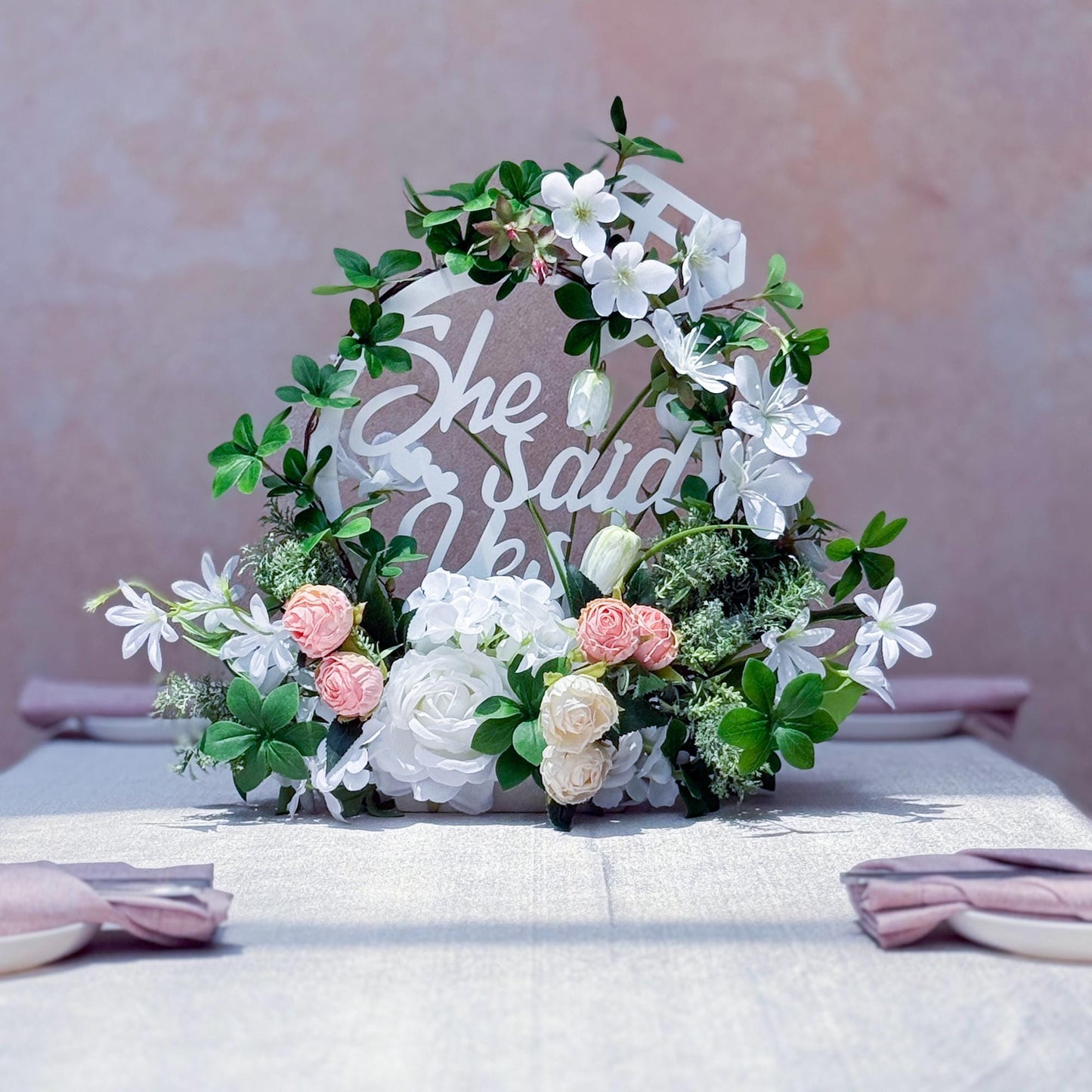 Acrylic She Said Yes Proposal Ceremony Table Runner Bachelor Party Gift Box, She Said Yes Banner Gift for Her Bridal Shower, Wall Decor Idea