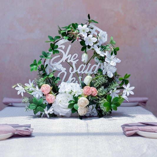 Acrylic She Said Yes Proposal Ceremony Table Runner Bachelor Party Gift Box, She Said Yes Banner Gift for Her Bridal Shower, Wall Decor Idea